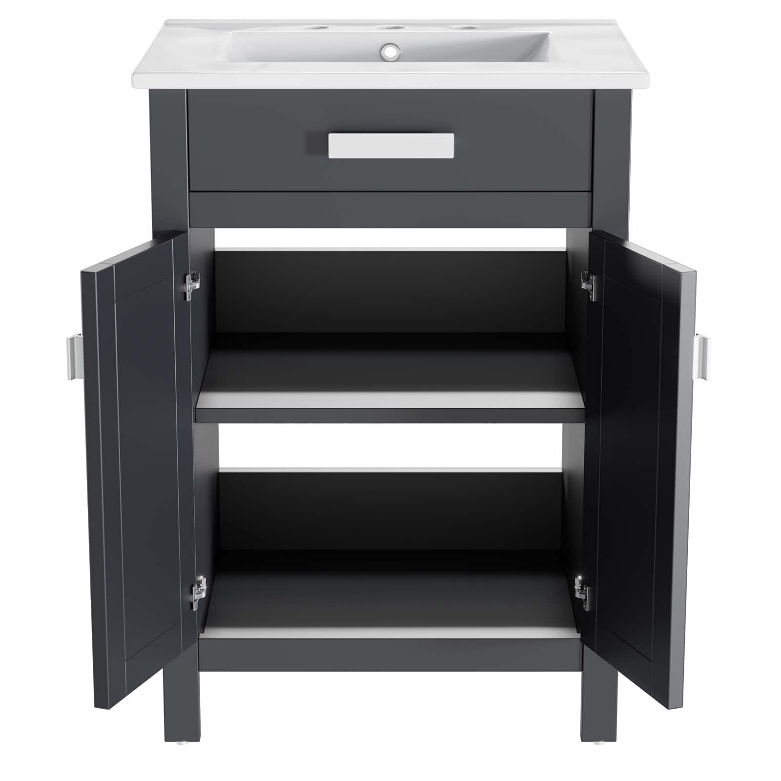 Modern Wood Sink Vanity Cabinet in Grey, White - Contemporary Bathroom Storage for Hotel, Bedroom & Master Suite - Perfect for Small Spaces & Luxurious Bathroom Upgrades