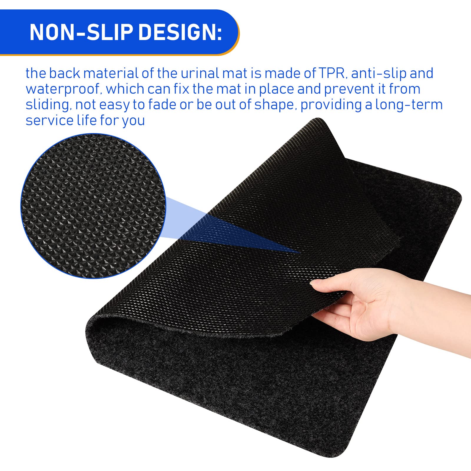 Non-Slip Urinal Mats - 10 Pack Absorbent Bathroom Floor Pads for Men's Restroom - Black Waterproof Urinal Mats for Home, Office & Public Restrooms - Prevents Slipping & Absorbs Spills