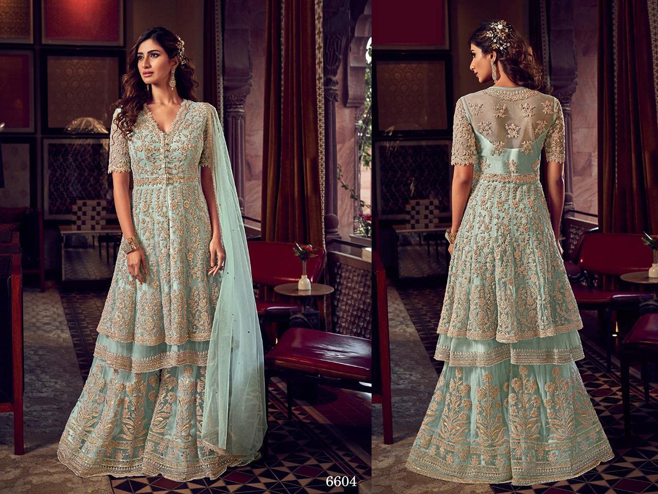 Exquisite Embroidered Anarkali Sharara Palazzo Suit - Ready to Wear Wedding & Party Outfit for Women | Perfect for Bridal Shower, Mehendi Ceremony & Festive Occasions