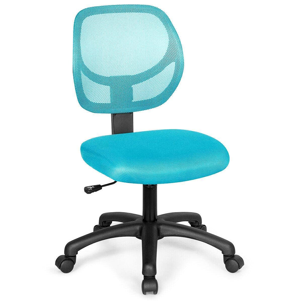 Mesh Office Chair Low-Back Computer Desk Chair with Lumbar Support - Blue Ergonomic Rolling Chair for Home Office, Gaming & Workspace | Breathable Mesh Back & Comfortable Seat
