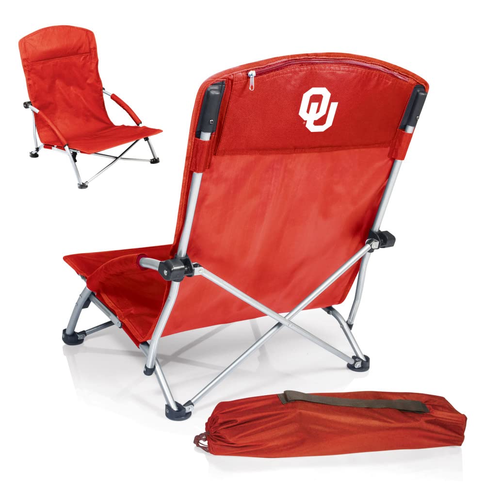 PICNIC TIME NCAA Tranquility Low Beach Chair for Adults with Carry Bag - Portable Folding Lawn Chair for Beach, Camping, Backyard & Outdoor Relaxation
