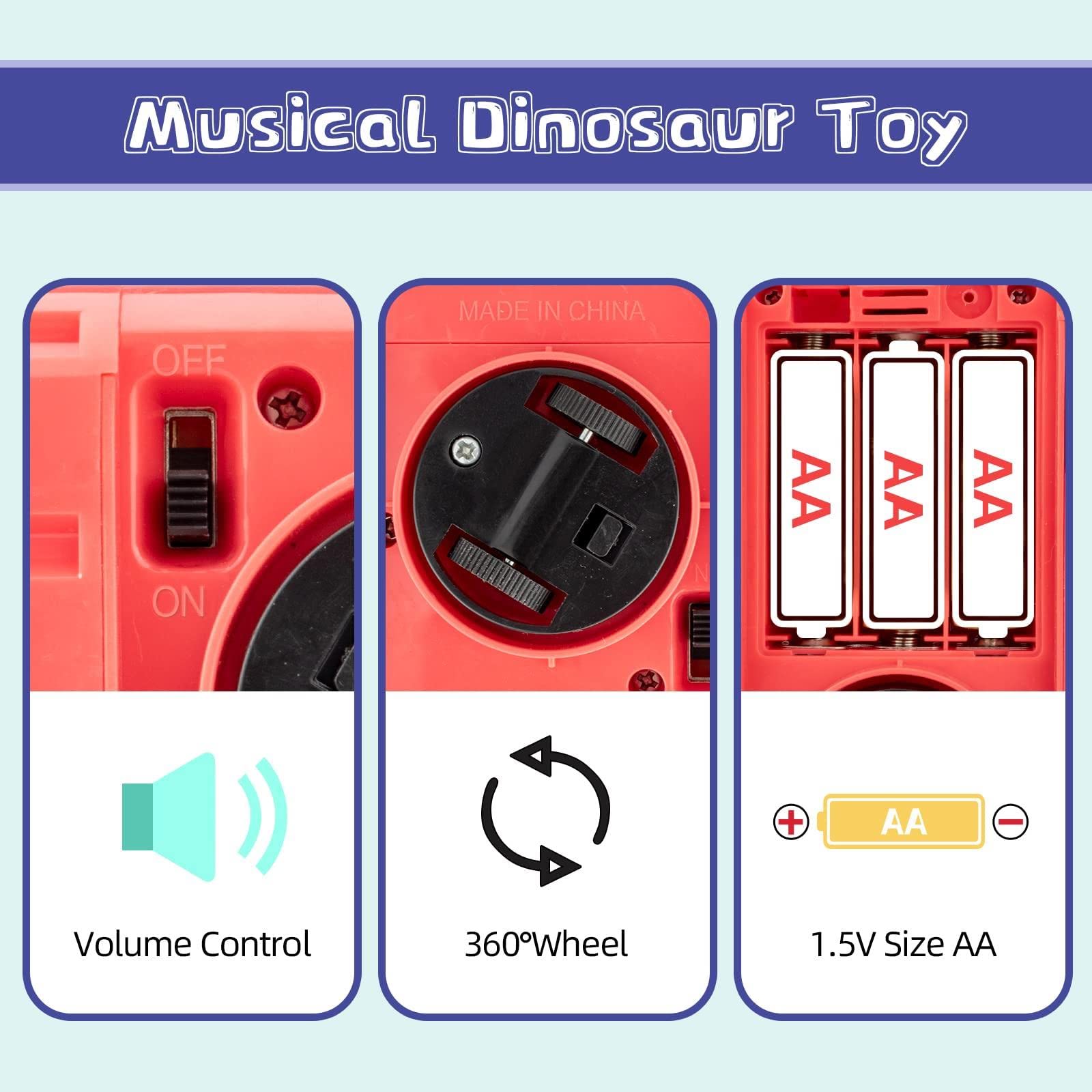 COVTOY Musical Dinosaur Crawling Toy Car with Lights & Sounds - Interactive Baby Developmental Toy for 6-18 Month Old Boys & Girls | Perfect 1st Birthday Gift & Toddler Learning Toy for Playtime & Early Education