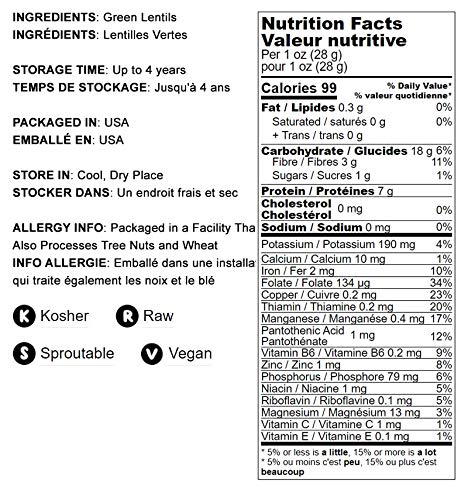 Food to Live - Organic Whole Green Lentils, 25 lbs | Raw Dried Lentils for Sprouting | Kosher & Vegan Certified | High in Fiber & Protein | No Soaking Required | Perfect for Soups, Salads & Healthy Meal Prep