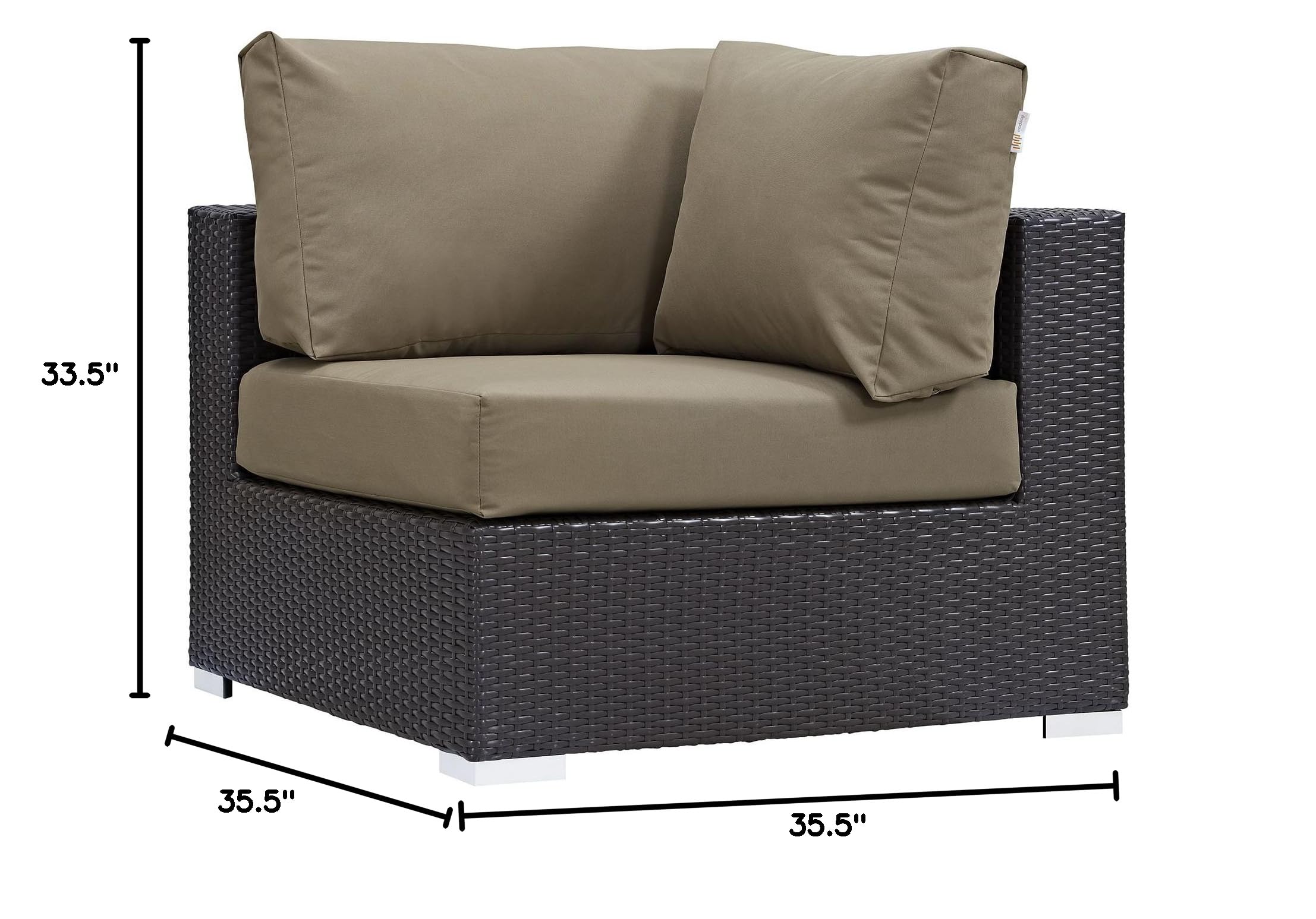 Modway Convene Wicker Rattan Outdoor Patio Sectional Sofa Set - Espresso Mocha Brown - Weather-Resistant Corner Couch for Garden, Poolside & Backyard Relaxation