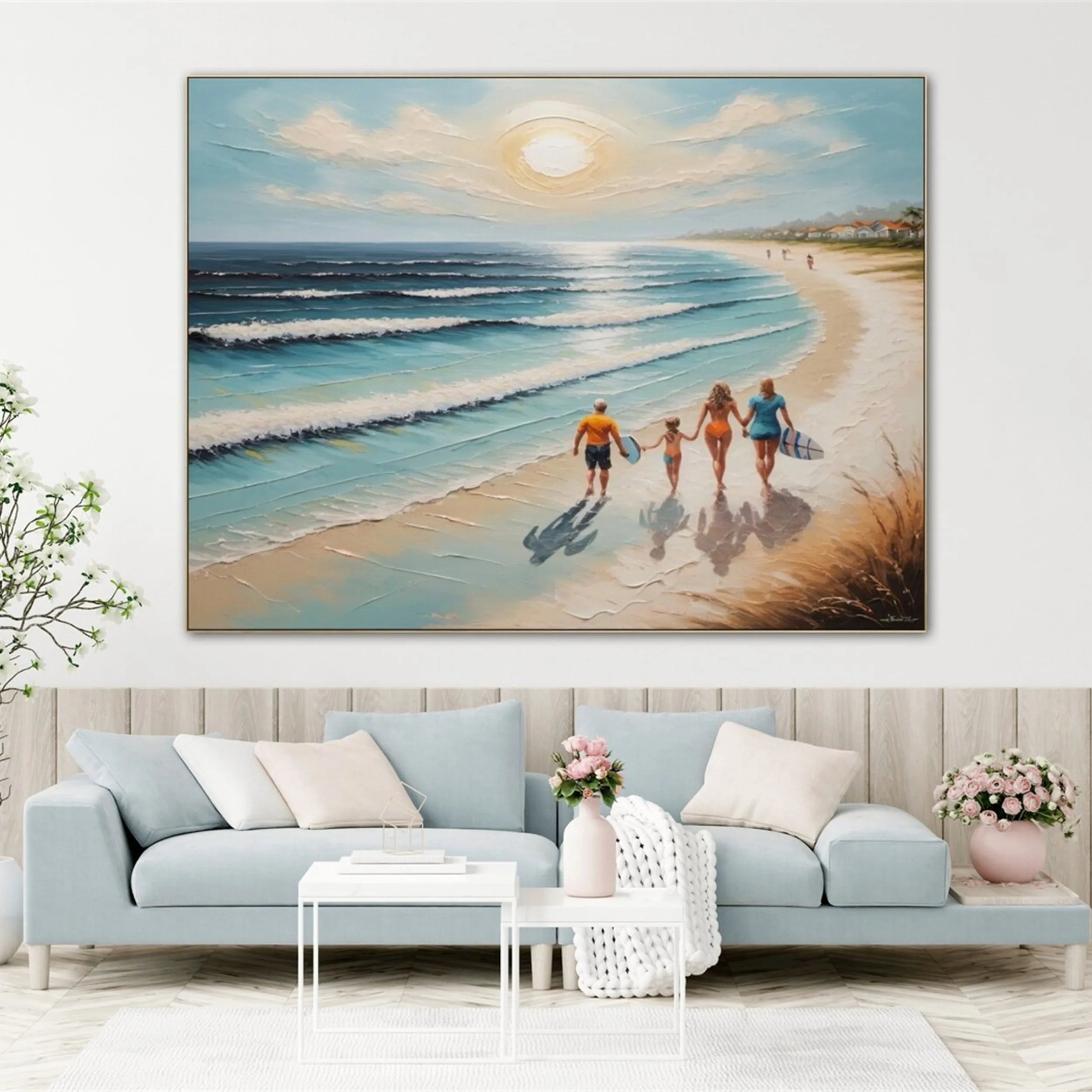 Ocean and Sky Painting #OS 137 - Handmade Coastal Wall Art for Beach House Decor, Living Room & Bedroom