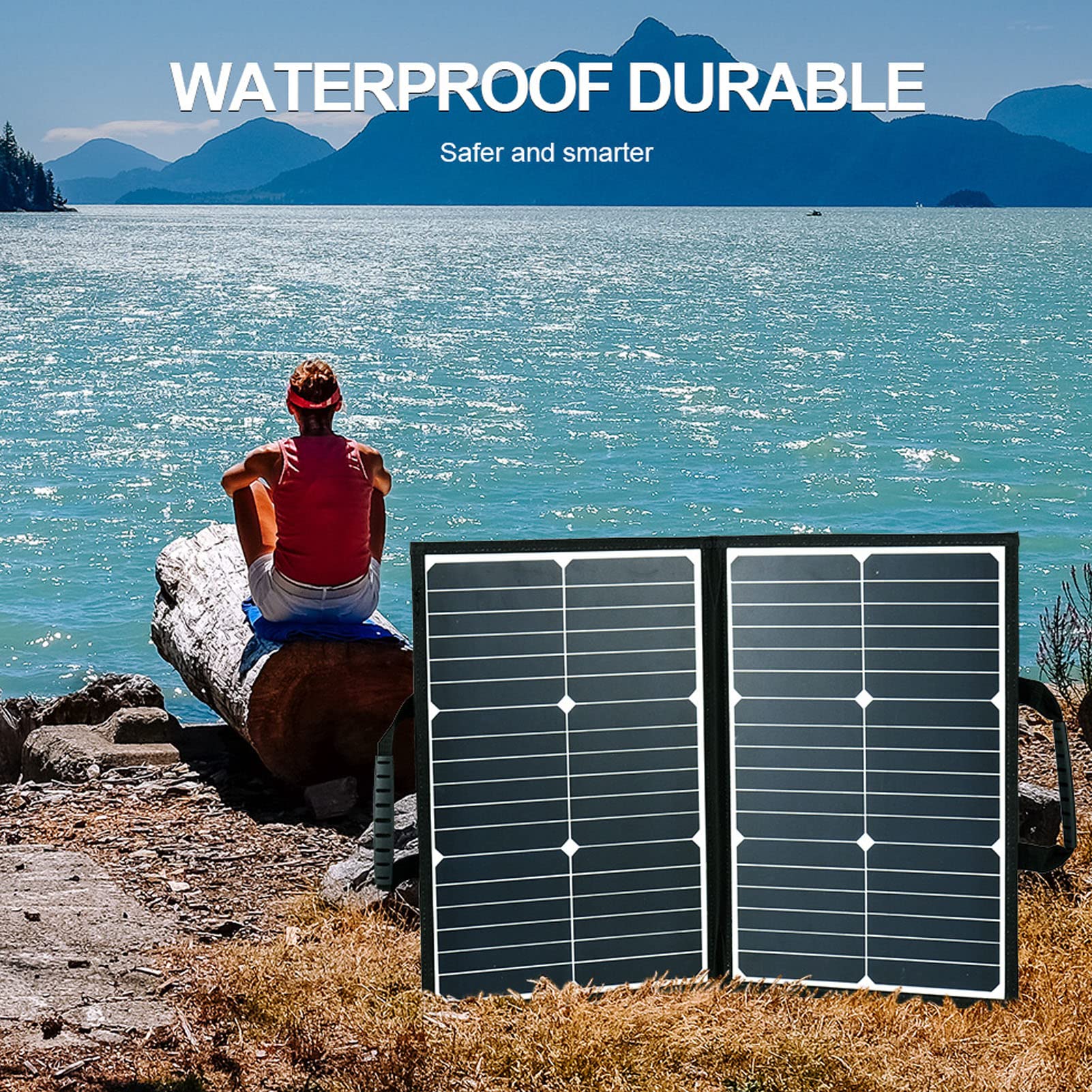 EXCLUZO 42W 18V Foldable Solar Panel Kit - Waterproof Portable Solar Charger with Fast Charging for Power Stations, Phones, Camping & Hiking | Perfect for Outdoor Adventures, Emergency Power & Off-Grid Living