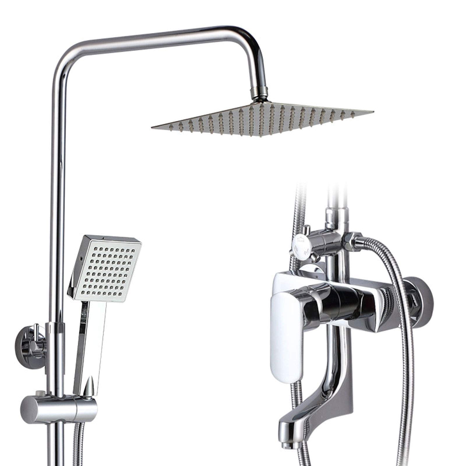 Premium Brass Wall Mounted Shower System - Modern Adjustable Height Shower Mixer Set with Overhead Rainfall Shower Head | Perfect for Luxury Bathrooms, Hotels & Gyms | Spa-like Showering Experience