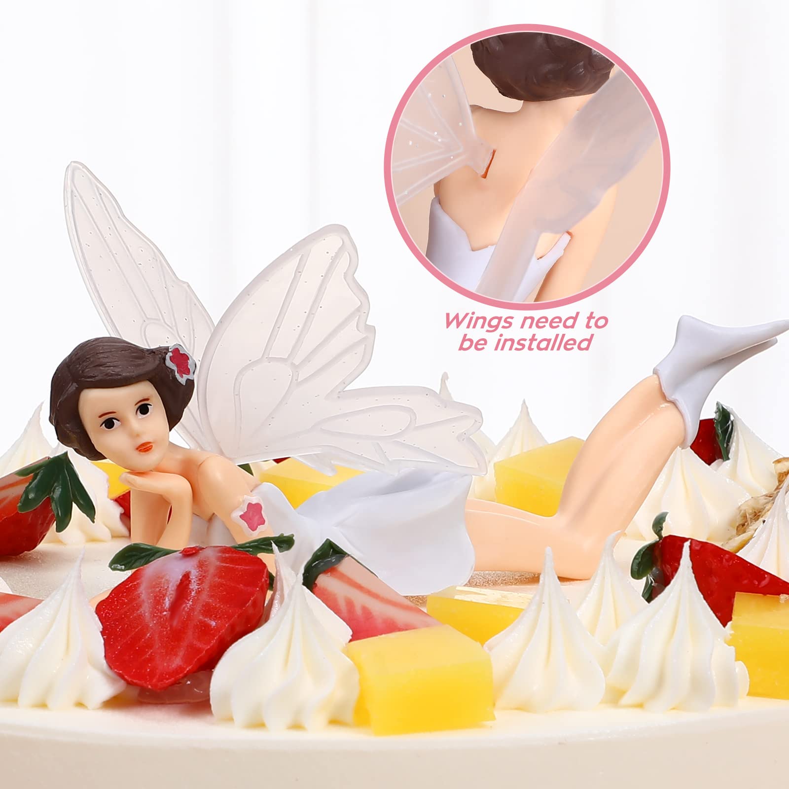 3PCS Fairy Figurines Angel Cake Toppers - Princess Cake Decorations for Girls Birthday, Wedding, Baby Shower & Party Cakes - Perfect for Fairy Tale Themed Celebrations and Dessert Displays