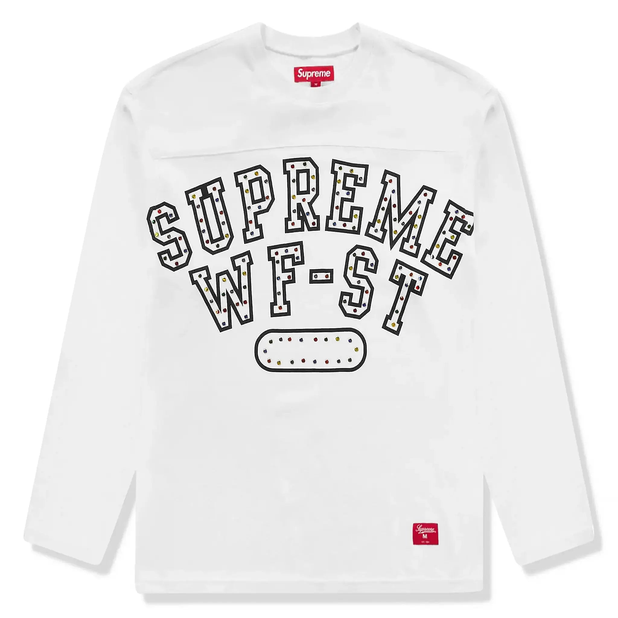 Supreme Athletic Studded Long Sleeve White T-Shirt for Men - Gym, Workout & Streetwear Fashion
