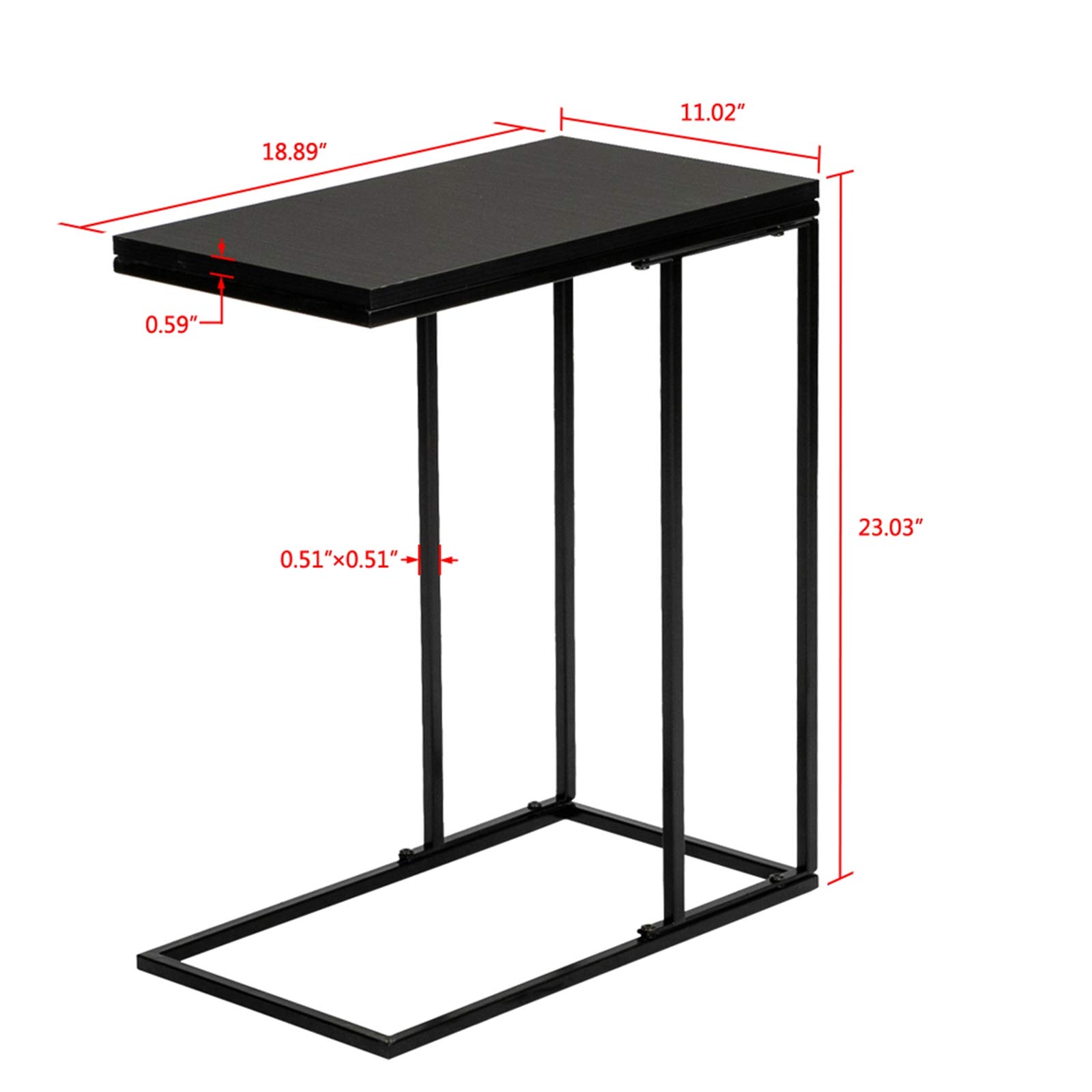 Modern C-Shaped Snack Side Table - Minimalist Geometric Sofa Table for Small Spaces, Living Room & Bedroom - Black - Perfect for Holding Drinks, Books & Decor in Compact Apartments
