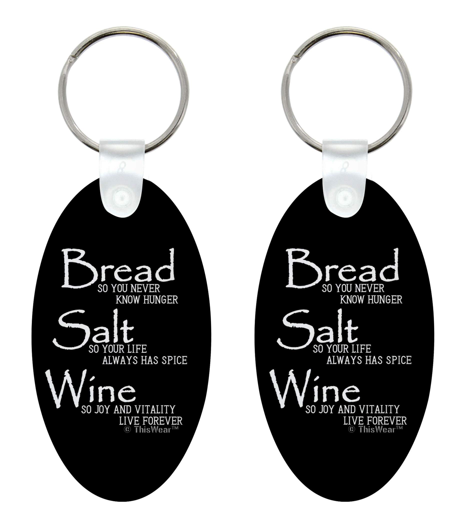 ThisWear Real Estate Closing Gift Set - 2-Pack Aluminum Oval Keychain with 'Wonderful Life' Quote (Bread, Salt & Wine Charms) - Perfect for Women Agents, Clients & Housewarming Gifts