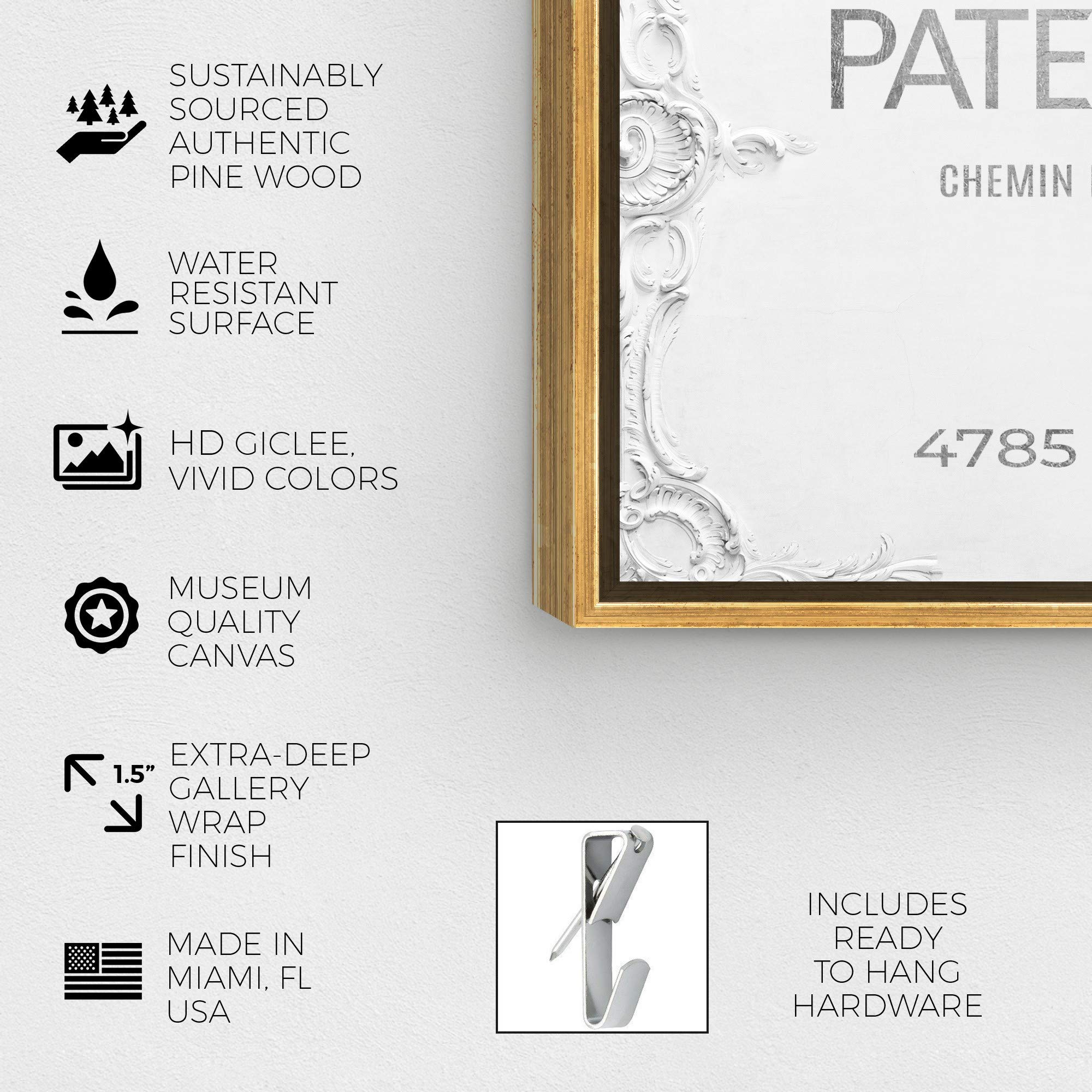 Oliver Gal Artist Co. Fashion & Glam Wall Art Framed Canvas Print - Geneva Watches Road Signs Home Decor, 45x30 Inches, Gray & White - Perfect for Living Room, Bedroom or Office Wall Decor