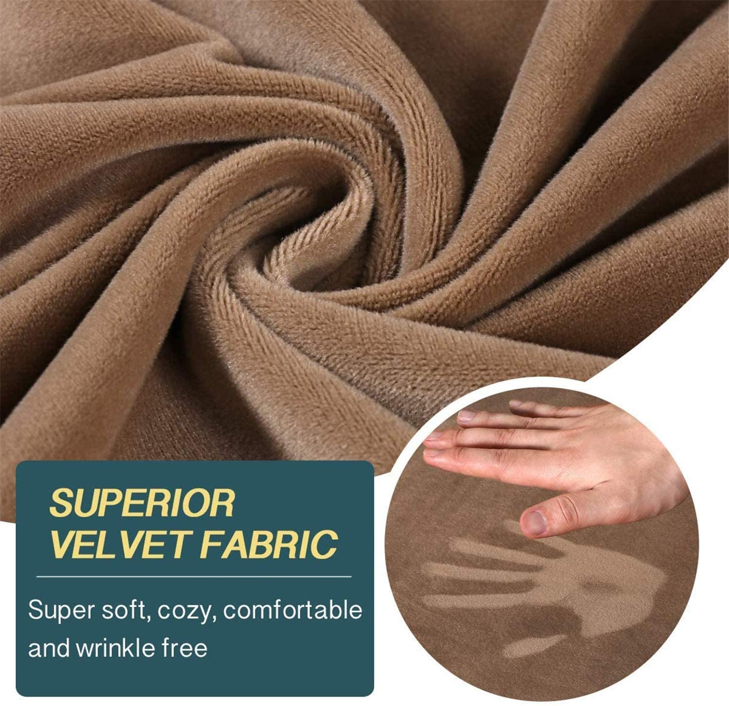 6-Piece Velvet Recliner Sofa Cover Set - Stretchable 2-Seater Loveseat Slipcover with Side Pockets - Soft Furniture Protector for Living Room, Home Theater, and Family Room (Camel Color)