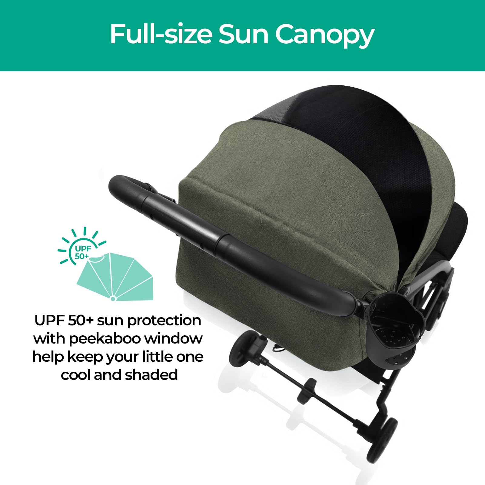 **Mompush Lithe Lightweight Compact Travel Stroller - One-Hand Fold, Airplane-Friendly, Reclining Seat & XL Canopy - Includes Rain Cover, Carry Bag & Cup Holder - Perfect for Air Travel, City Walks & Family Outings**