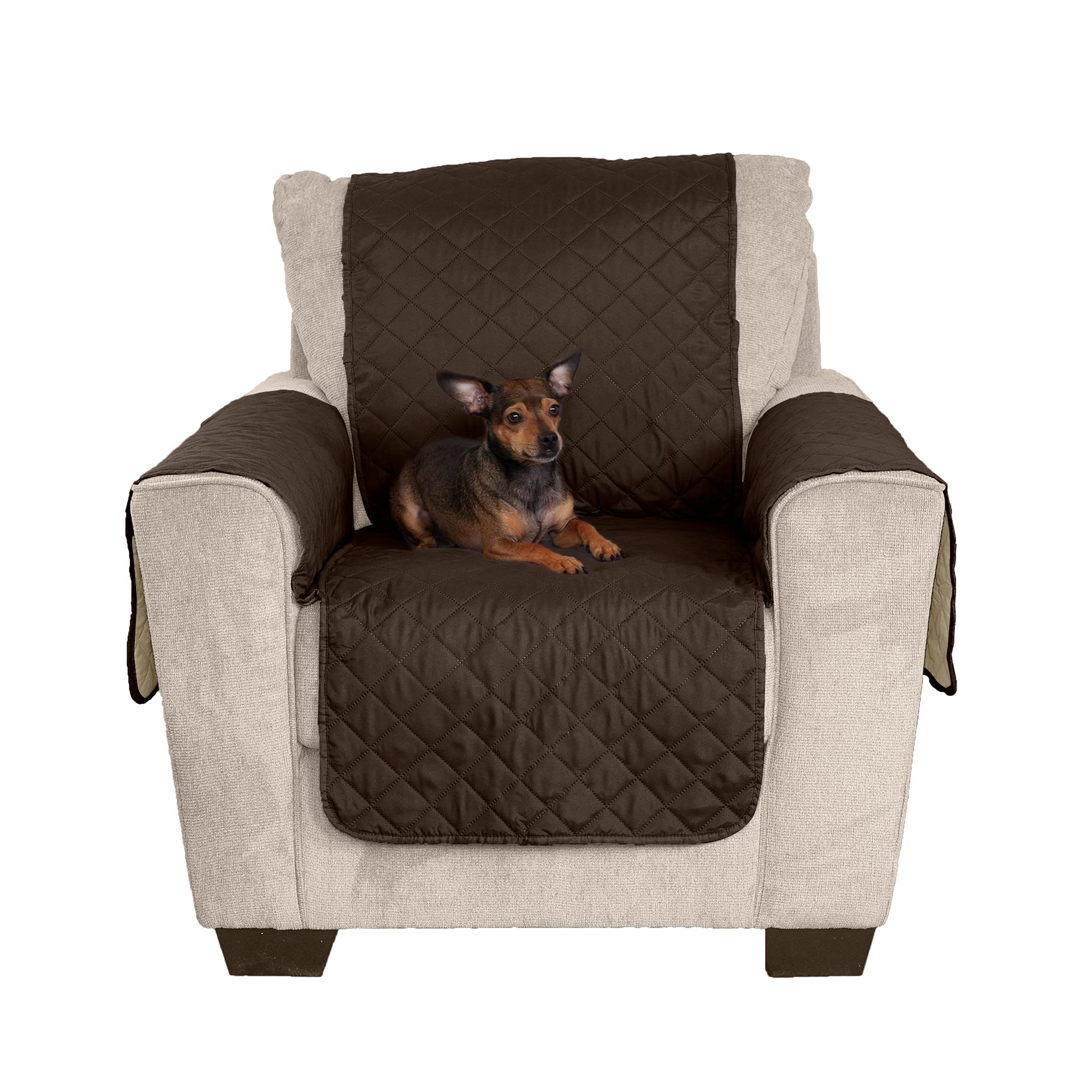 Furhaven Waterproof Reversible Chair Cover Protector for Dogs, Cats & Kids - Two-Tone Quilted Furniture Protector for Sofa, Couch & Living Room - Espresso/Clay - Perfect for Pet Owners & Families with Children