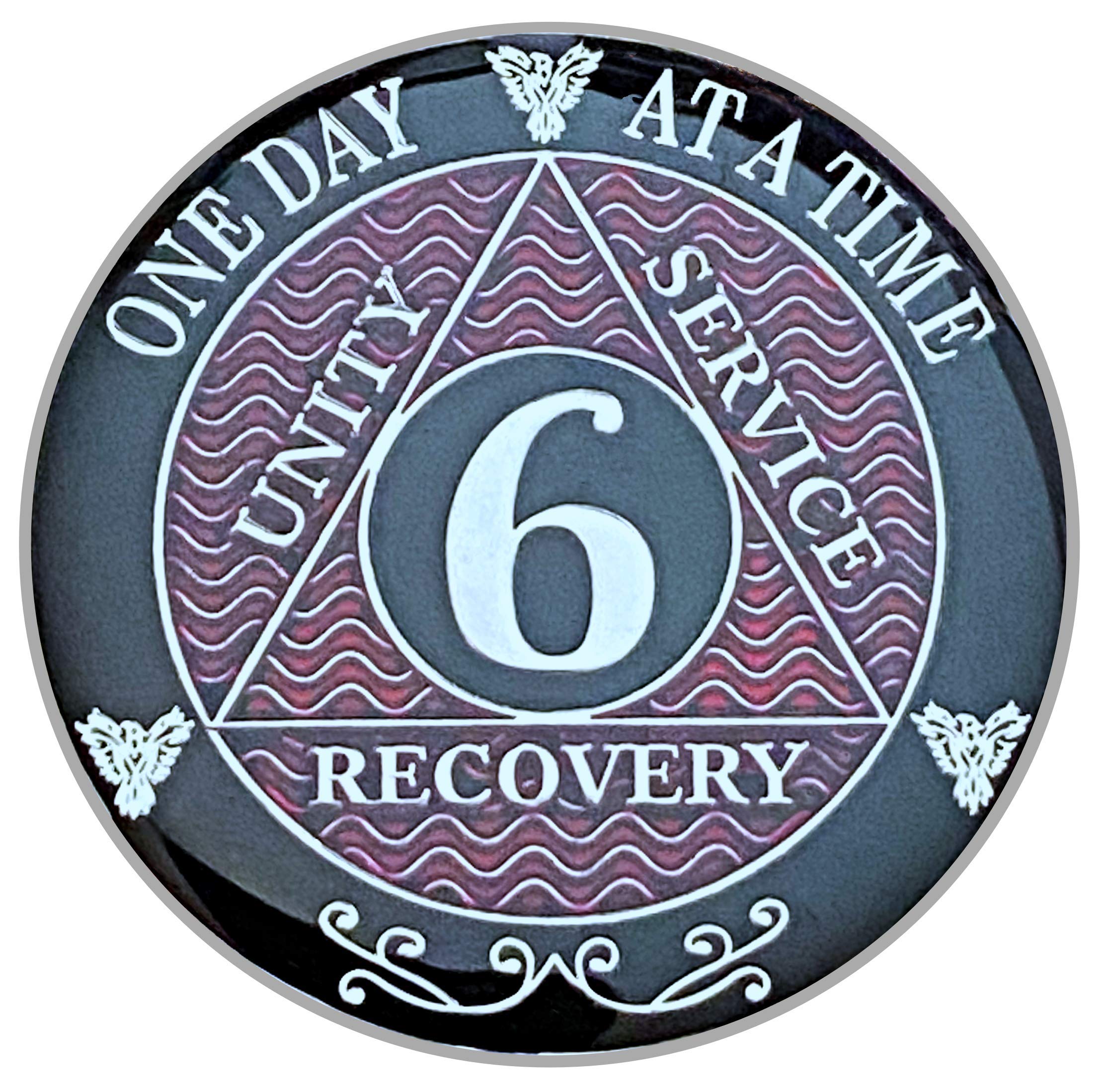6 Year AA Coin Silver Plated Medallion - 12 Step Recovery Token for Alcoholics Anonymous (Red) | Sobriety Milestone Gift & Meeting Encouragement