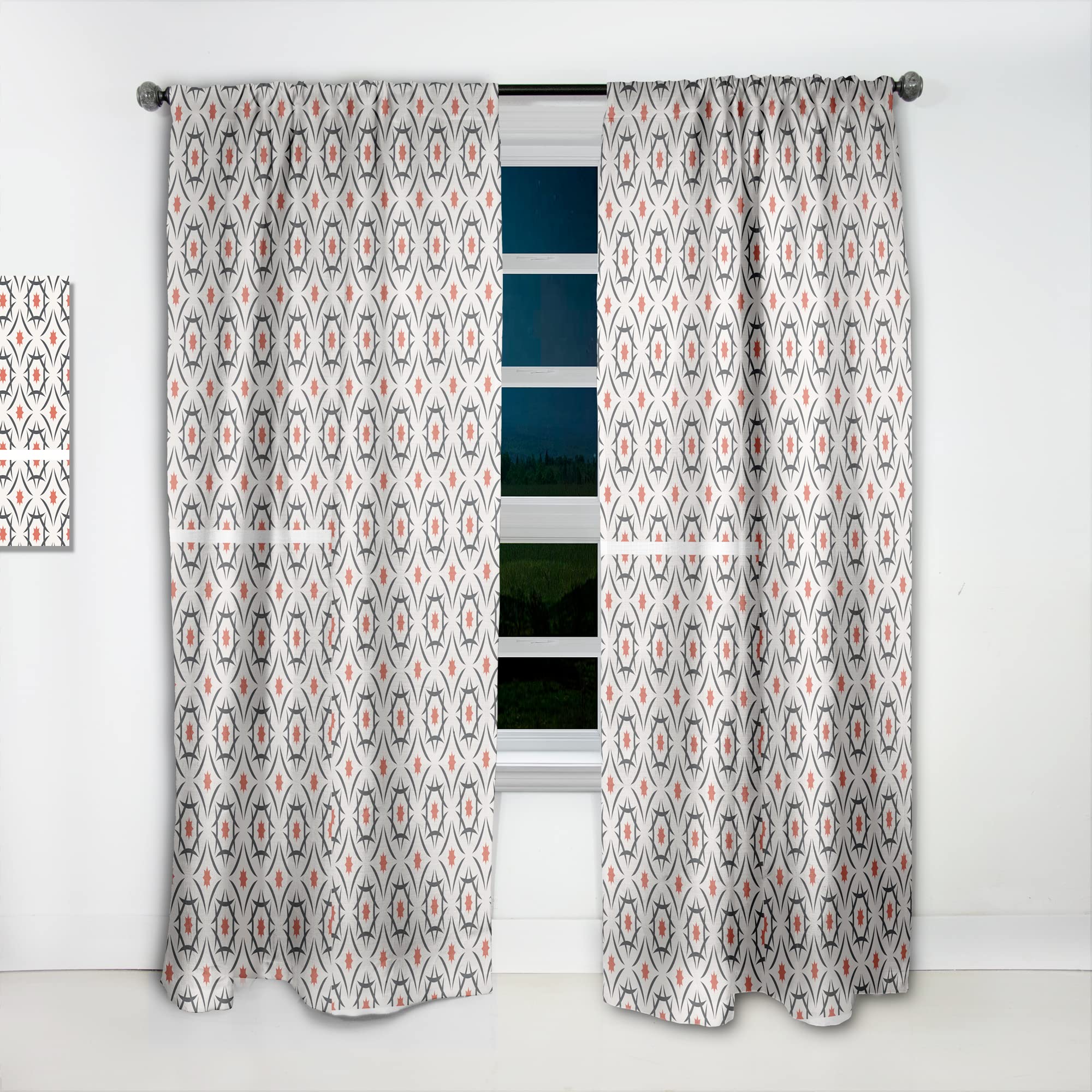 DesignQ Abstract Retro Pattern Thermal Insulated Curtain Panel - 52x63 Inches - Blackout Drapes for Bedroom & Living Room - Perfect for Home Decor & Light Control