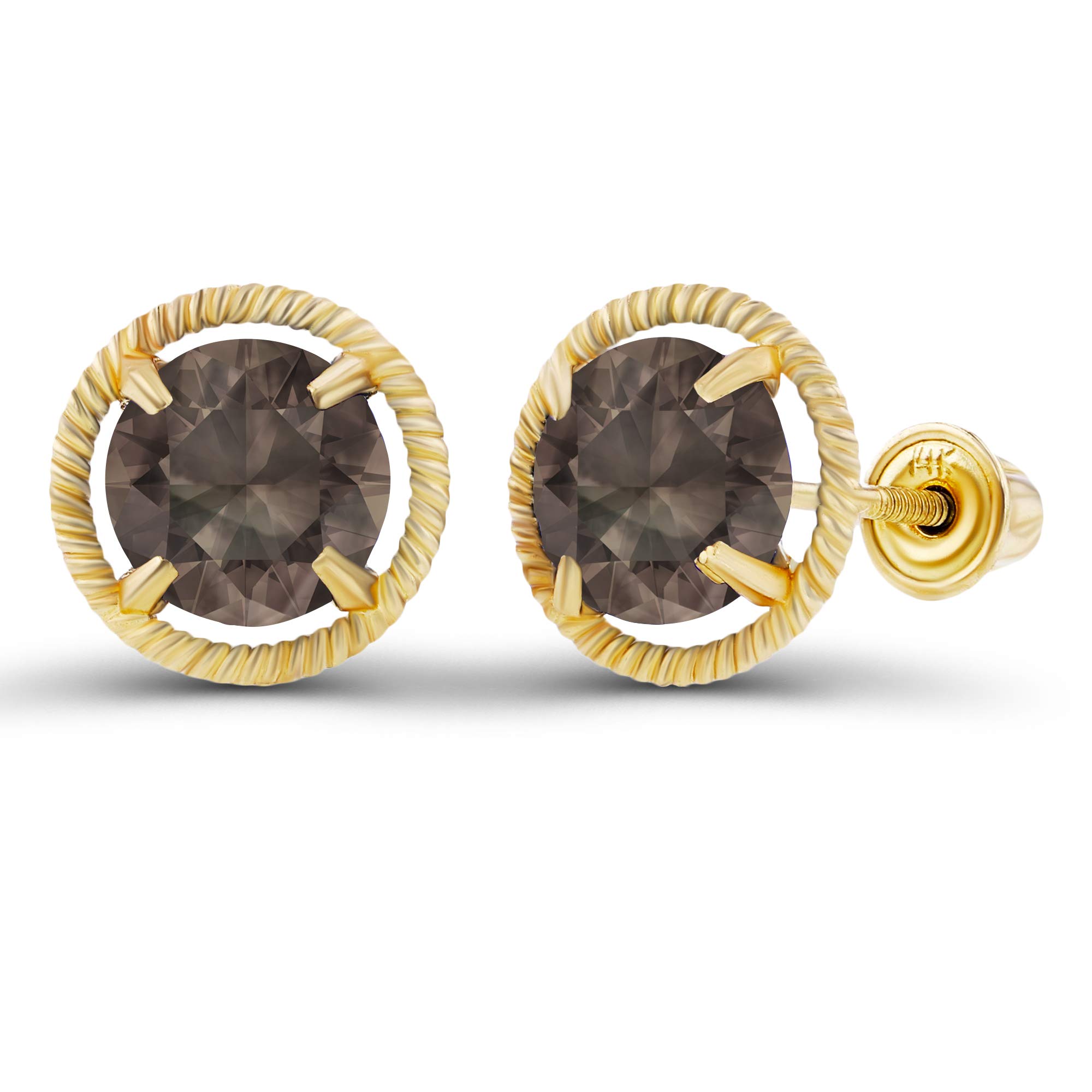 14K Gold Halo Milgrain Screwback Earrings with Natural Birthstone | 7mm & 6mm Gemstone Options | Elegant Women's Jewelry for Everyday Wear, Gifts & Special Occasions