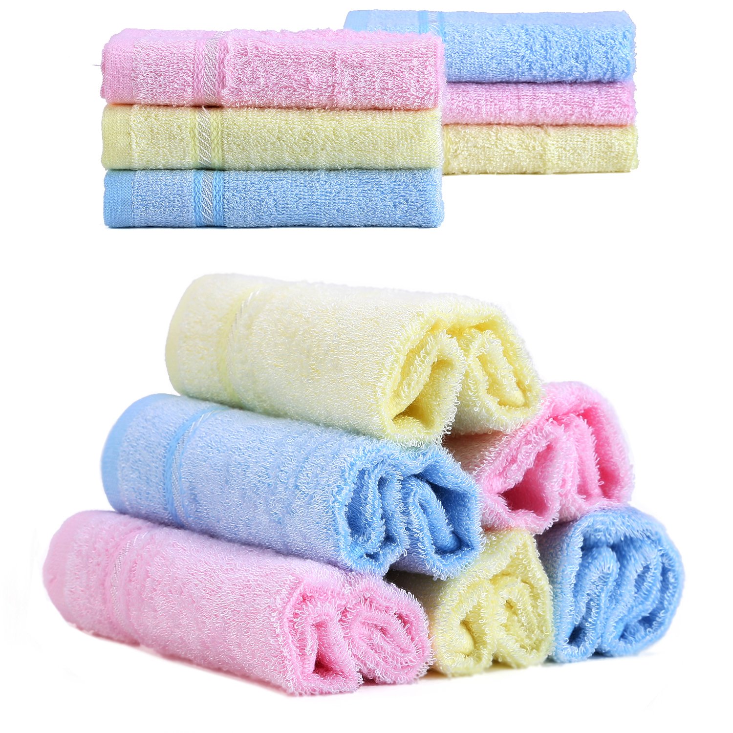 Organic Bamboo Baby Washcloths - Ultra Soft & Absorbent Kids Towels for Bath & Shower - 6-Pack Eco-Friendly Wipes - Perfect Baby Shower Gift & Gentle Skin Care Essential
