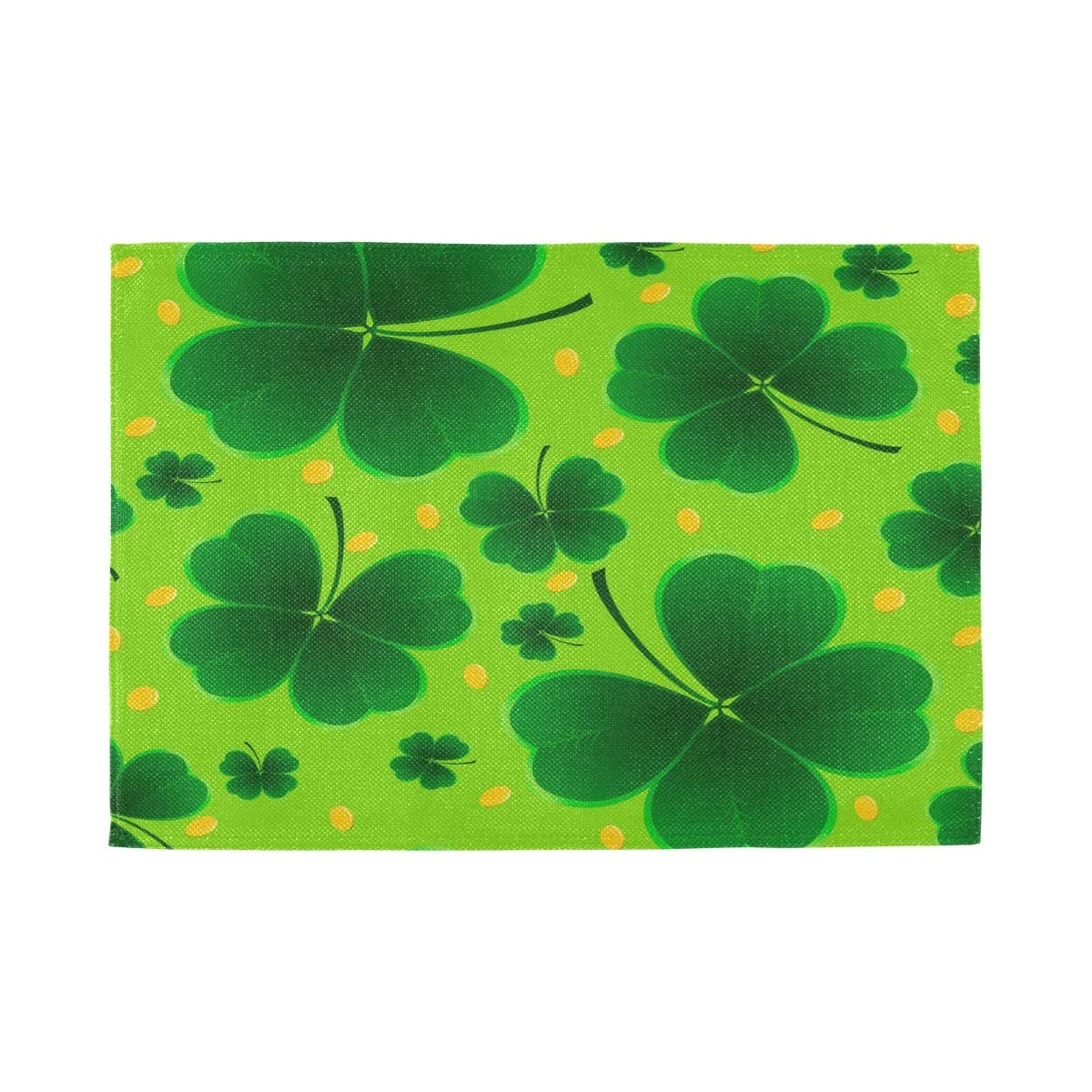 Bolaz St. Patrick's Day Clover Shamrocks Placemats Set of 4 - Washable 12x18 Inch Table Mats for Kitchen, Dining & Home Decor - Perfect for Irish-Themed Parties & Holiday Celebrations