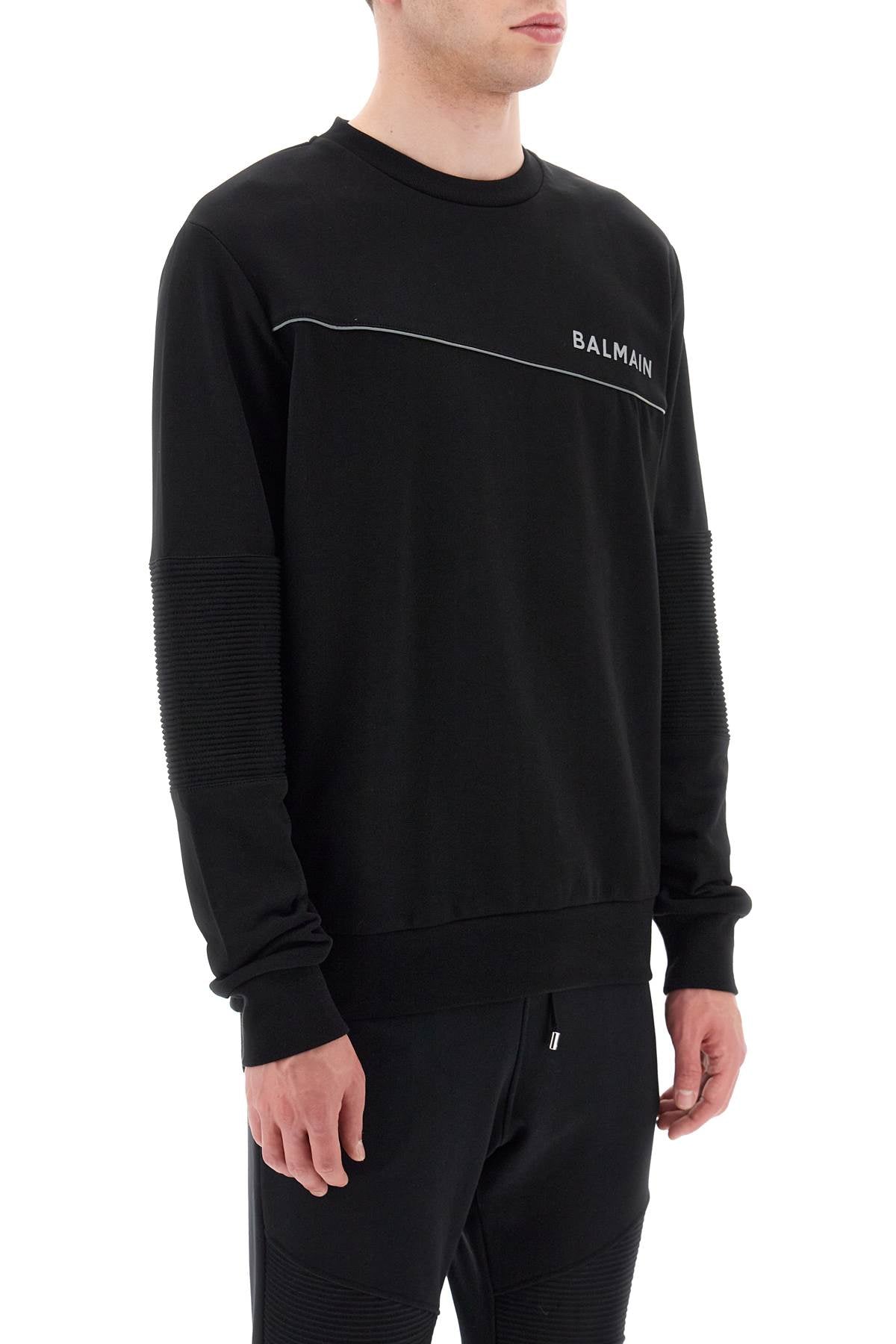 Balmain Reflective Logo Sweatshirt - Men's Luxury Designer Hoodie for Streetwear & Night Out Fashion