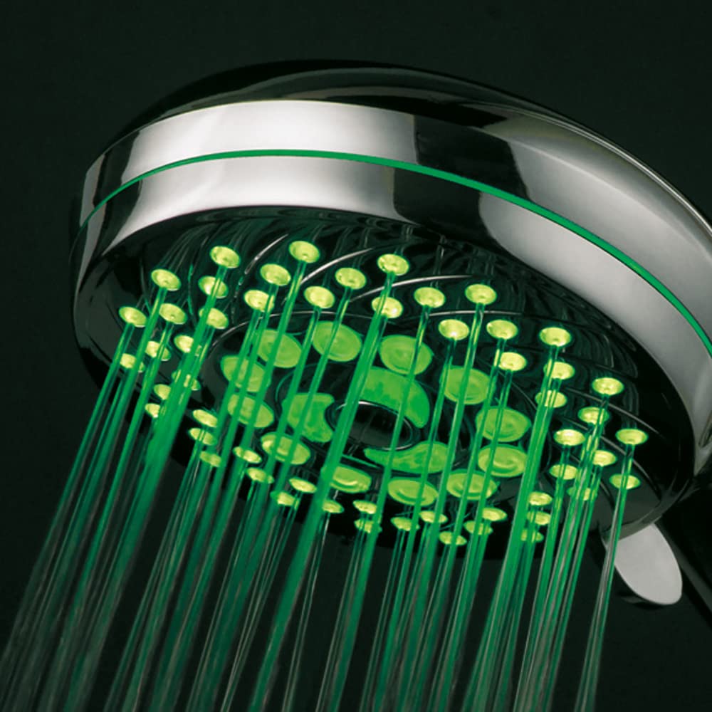 HotelSpa Neon Ultra-Luxury 7-Setting LED Hand Shower with Chrome Face & Color-Changing Temperature Sensor - Perfect for Bathroom, Spa, Hotel & Home Luxury Shower Experience