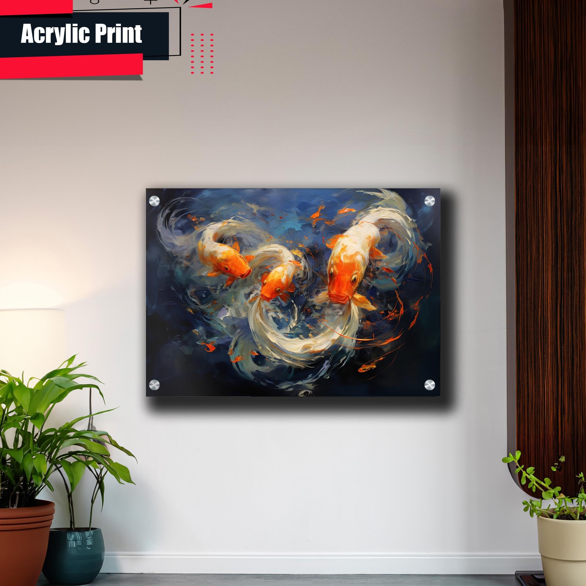 Japanese Koi Fish Art Print - Zen Wall Decor for Home & Kitchen | Koi Pond Poster, Asian-Inspired Wall Art for Living Room, Bedroom & Office Decor