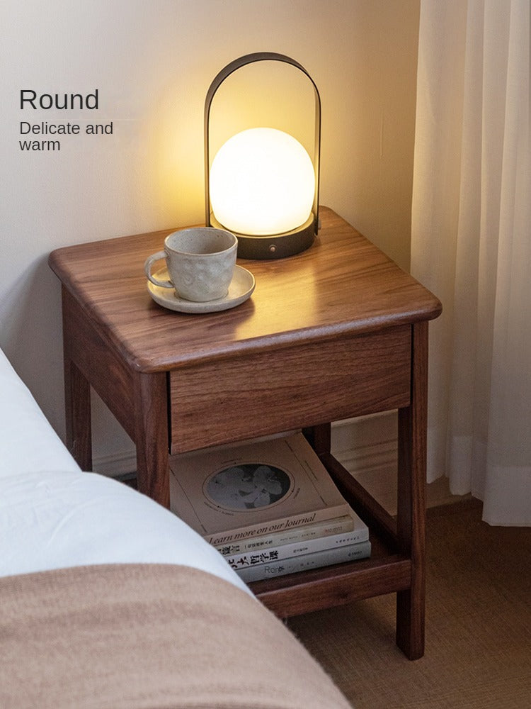 Solid Black Walnut and Ash Wood Nightstand with 2 Drawers - Stylish Bedside Storage Cabinet for Bedroom, Living Room, or Office