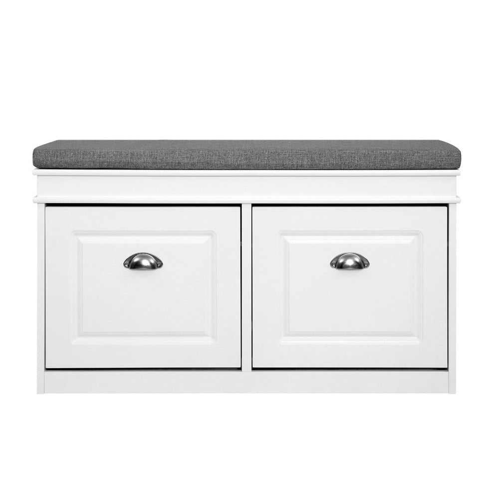 Artiss White Shoe Cabinet Bench with 12-Pair Storage Drawer - Shoe Organizer Rack for Entryway, Hallway & Bedroom - Space-Saving Shoe Shelf for Home Organization