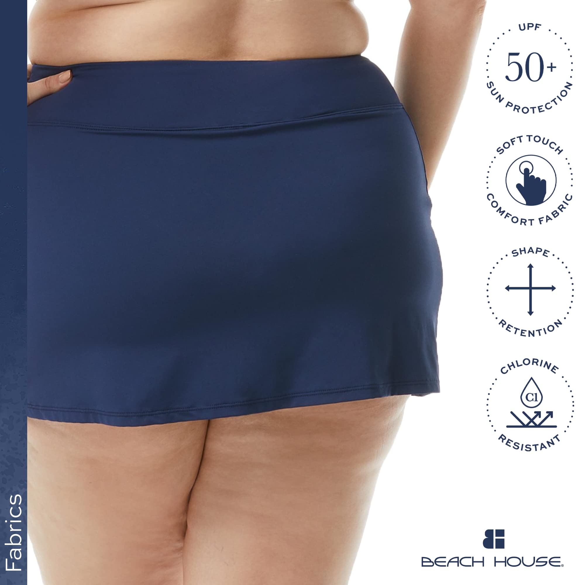 BEACH HOUSE Emma Swim Skort - Modest Plus Size Swimsuit Skirt with Built-in Shorts for Women | Comfortable Swimwear Cover Up for Beach, Pool & Water Activities