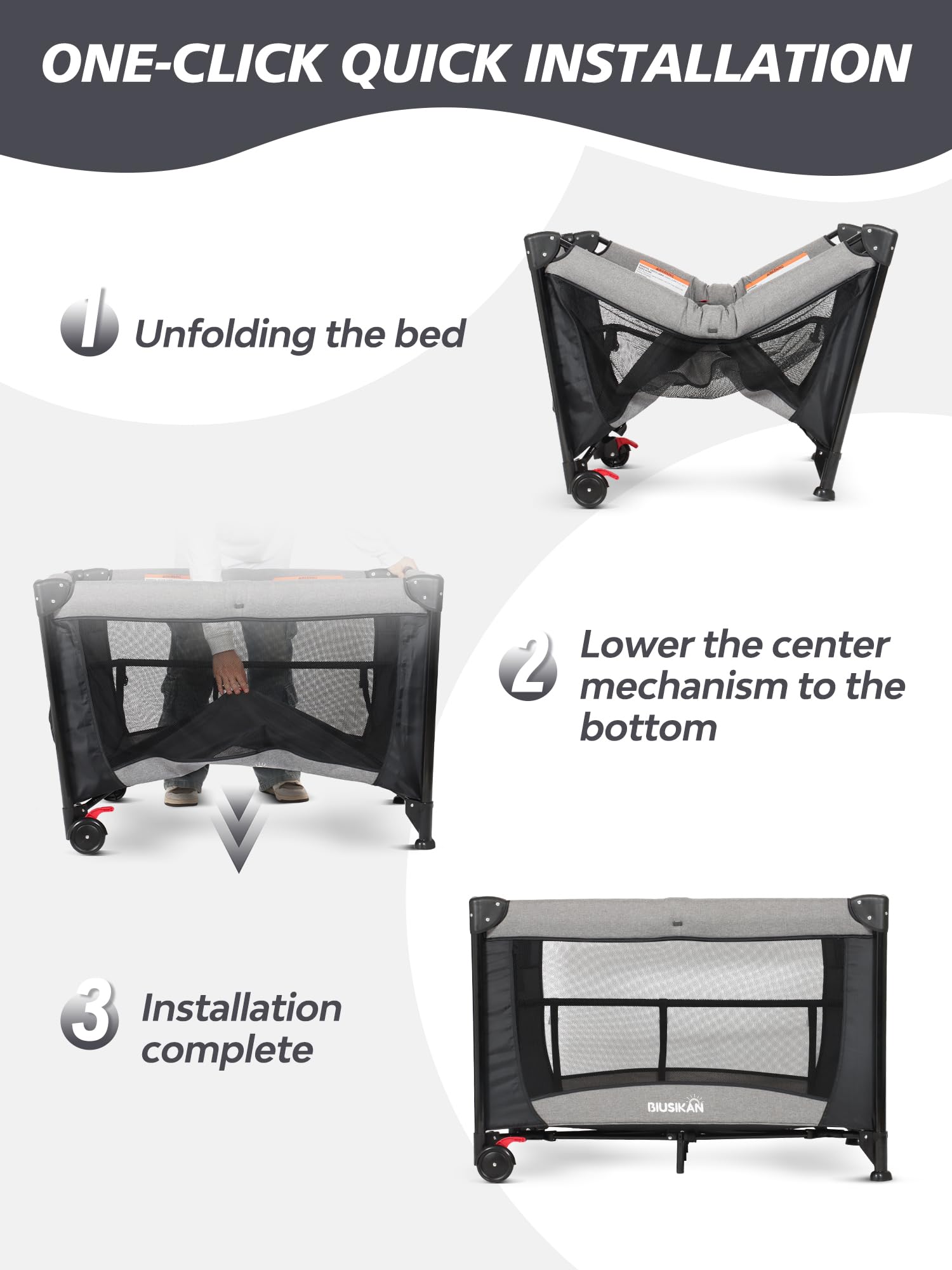 Portable Baby Bassinet & Playard with Mosquito Net, Music Box & Diaper Changer - Easy One-Click Installation Crib for Newborns to Toddlers - Perfect for Nursery, Travel & Bedside Sleeping