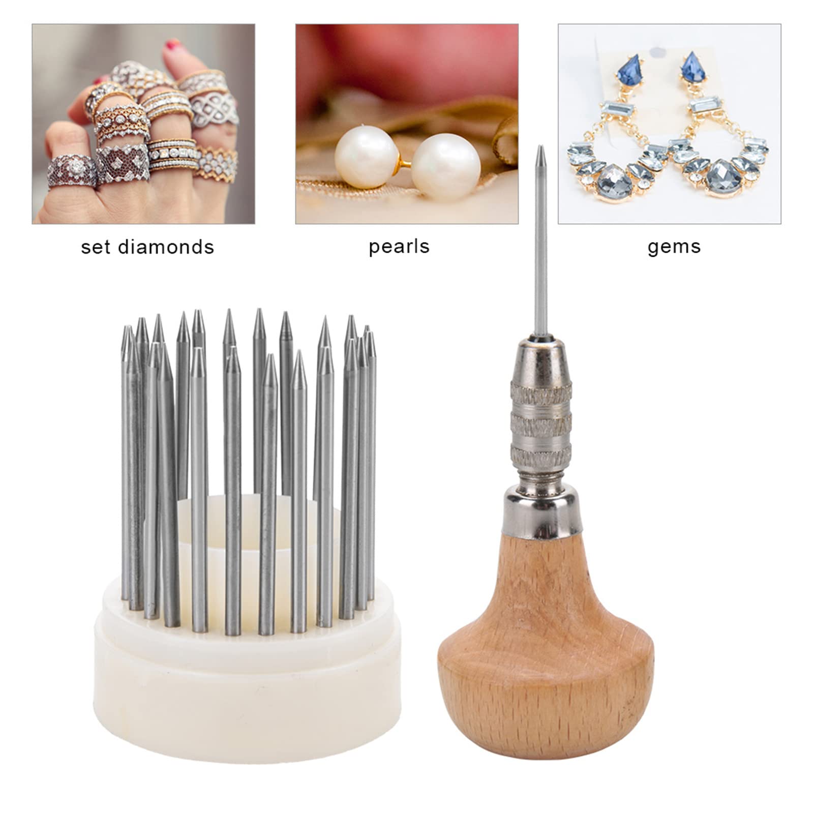 23-Piece Jewelry Engraving & Beading Tool Kit - Metal Bead Grain & Stone Setting Tools for Jewelry Making & Crafting - Perfect for DIY Jewelry Design, Metal Engraving & Gemstone Setting Projects
