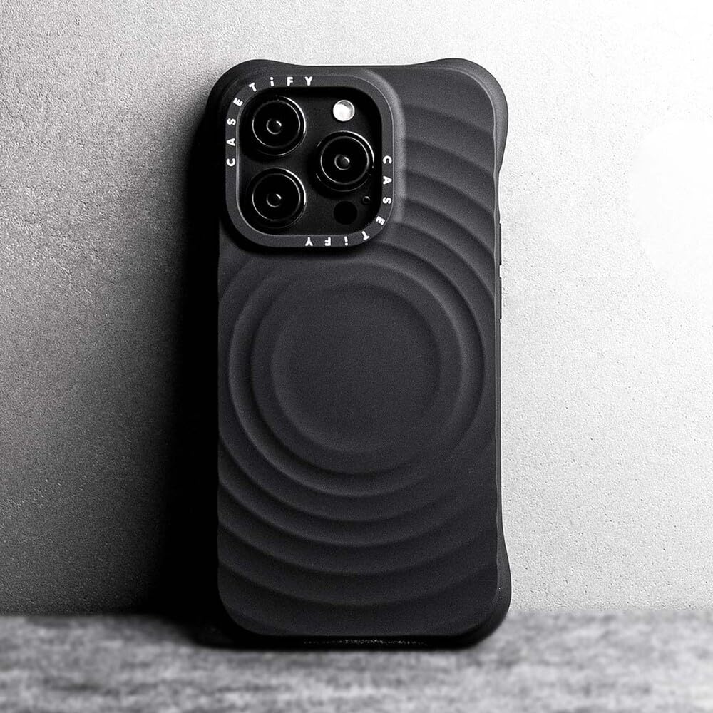 CASETiFY Ripple iPhone 14 Pro Max Case - 2X Military Grade Drop Protection, Wave Textured Design, MagSafe Compatible (Black) | Perfect for Outdoor Adventures, Travel & Everyday Protection