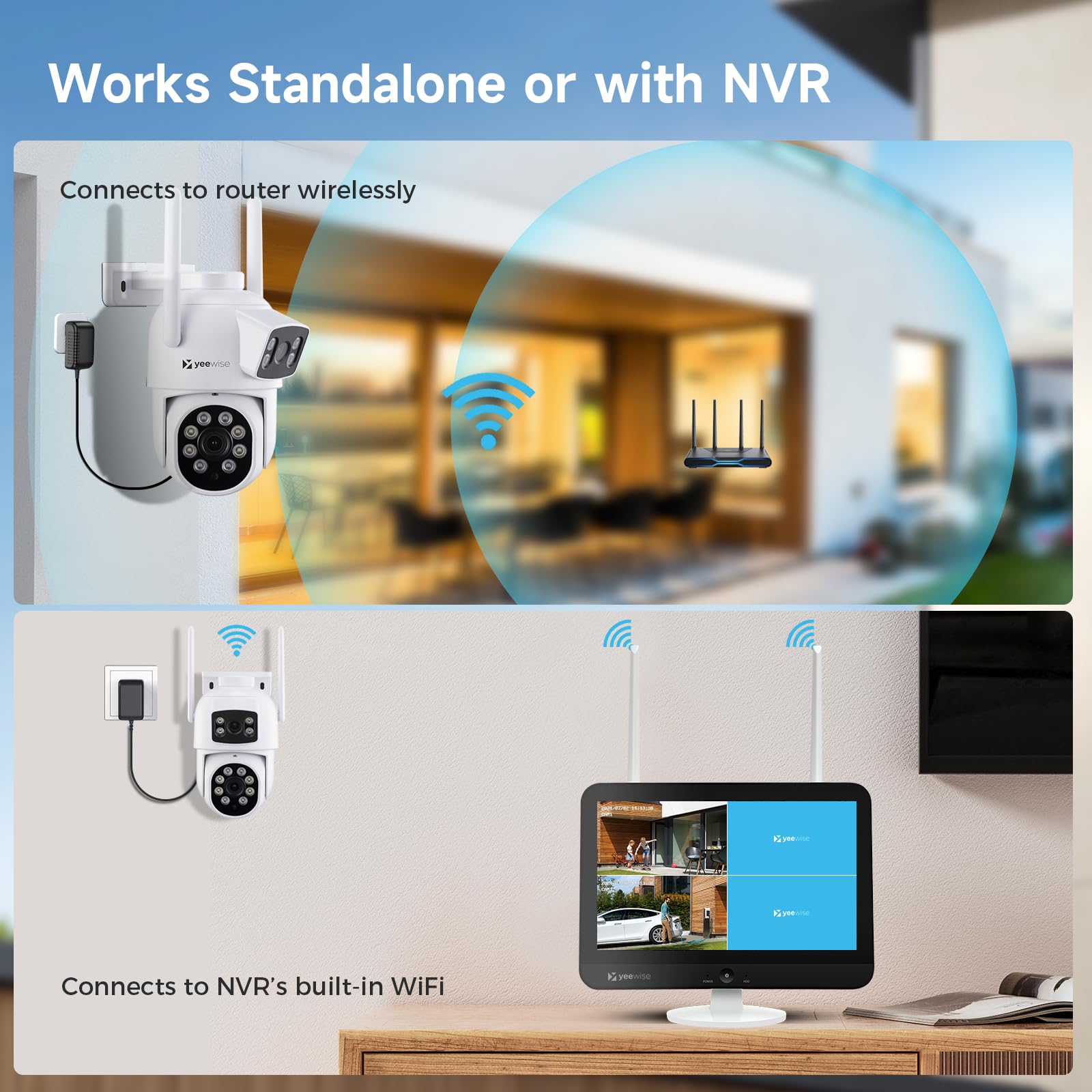 Dual Lens WiFi Security Camera with AI Tracking - WiFi 6 Outdoor PTZ Camera, 360° Panoramic View, 5GHz/2.4GHz Dual Band, Easy Bluetooth Setup, Plug-in Power - Ideal for Home Security, Baby Monitoring & Business Surveillance