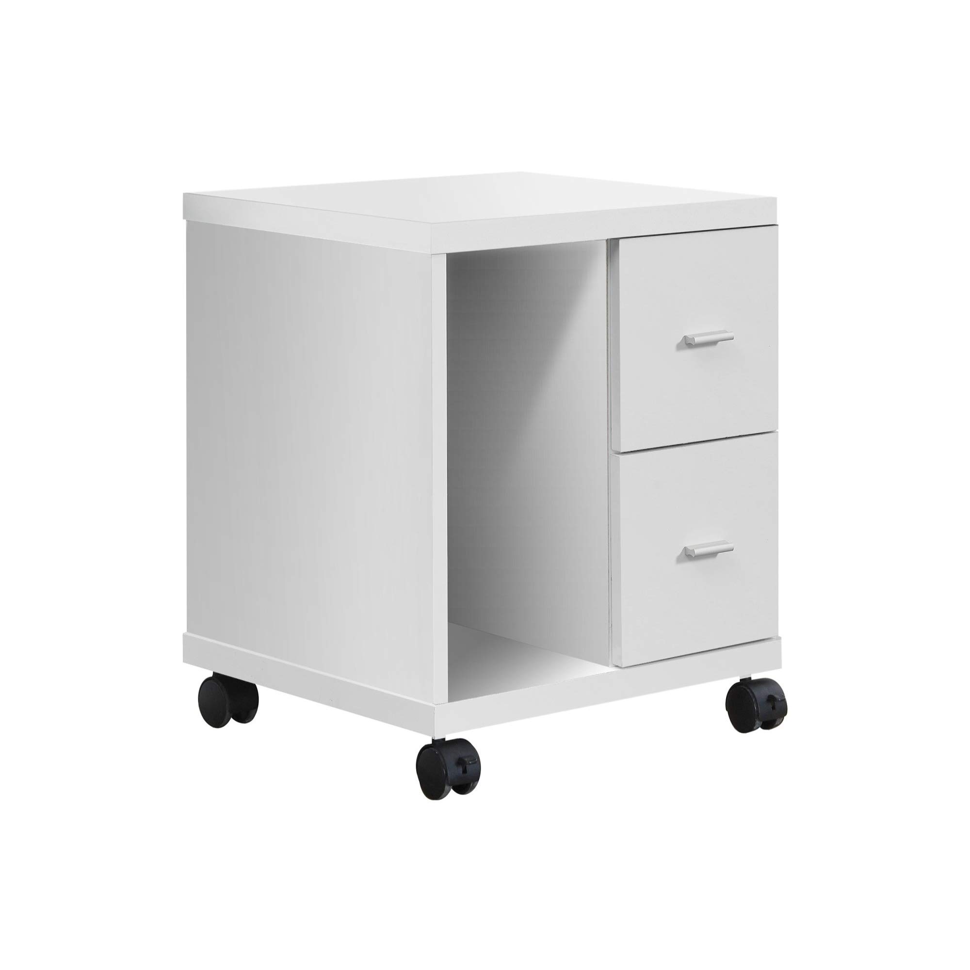 Ergonomic White Office Cabinet with 2 Drawers and Wheels - Perfect for Home Office Storage and Organization