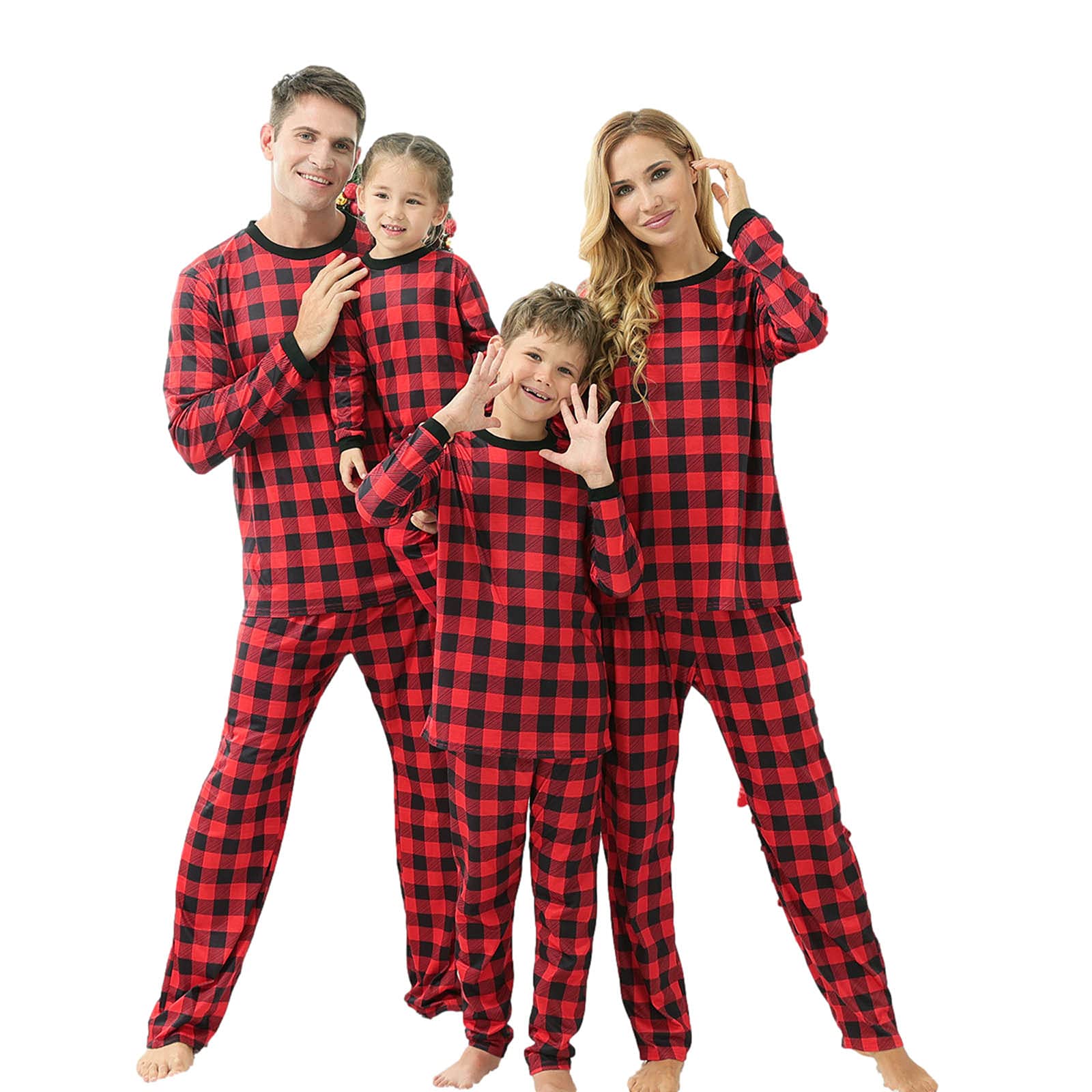**Family Matching Christmas Pajamas Sets - Holiday Lounge Sleepwear with Printed Top & Plaid Bottom - Cozy Christmas Pjs for Family Photos, Gift Exchange & Festive Gatherings**