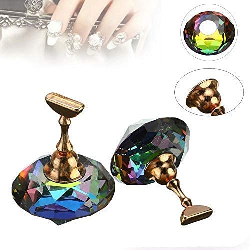 THR3E STROKES Magnetic Nail Art Display Stand - Professional Nail Holder for Painting Practice, Salon Manicure & DIY Nail Tips - Multicolor Nail Art Practice Stand for Salon Display, Home Manicure & Nail Technician Training