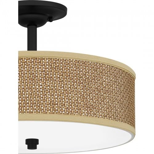Quoizel Zen 3-Light Semi-Flush Mount Ceiling Light Fixture in Mystic Black - Modern Lighting for Bedroom, Hallway & Entryway