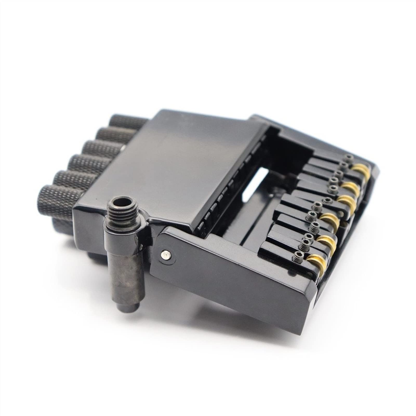 6 String Headless Guitar Bridge Tailpiece with Roller Saddle - Black Guitar Hardware Replacement Part for Professional Musicians & DIY Guitar Builders | Perfect for Electric Guitar Upgrades & Custom Builds