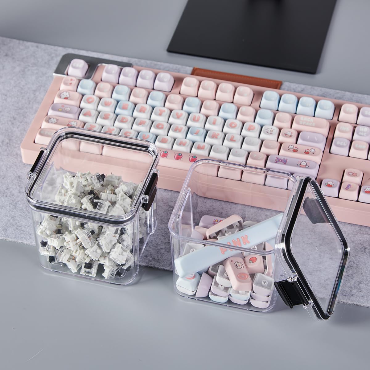 700ml Transparent Sealed Keyboard Switch & Keycap Storage Container - Durable Organizer for Mechanical Keyboard Parts | Perfect for DIY Keyboard Builds & Switch Modifications