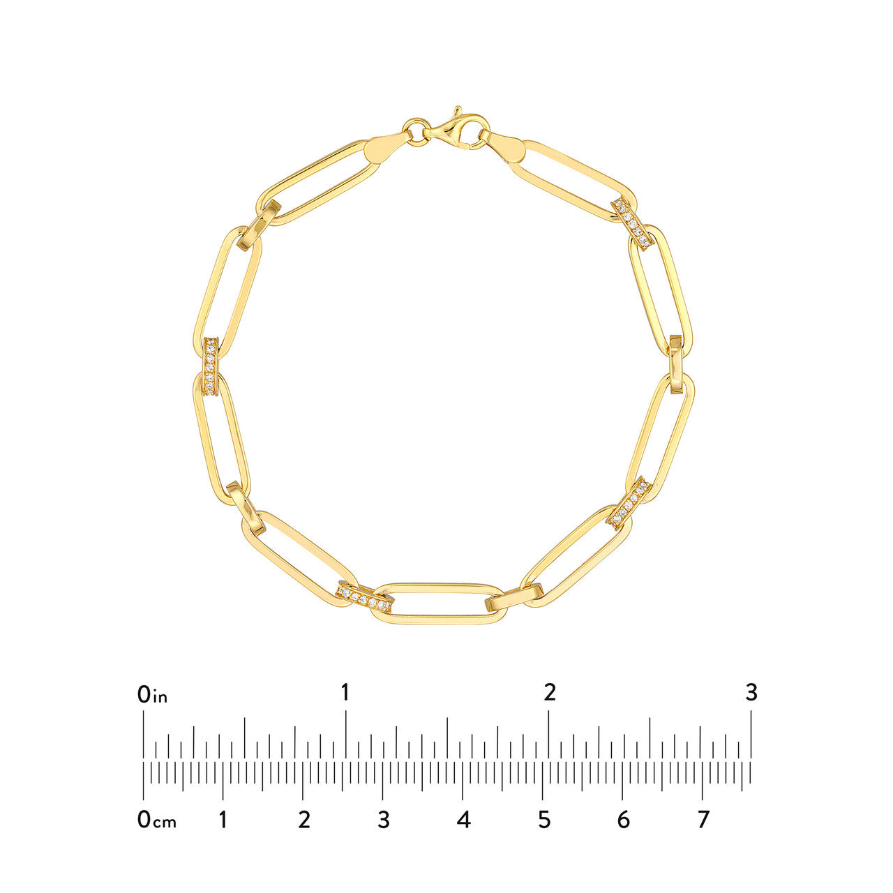 14K Yellow Gold Diamond Pavé Paperclip Chain Bracelet for Women - Elegant Stackable Jewelry for Everyday Wear & Special Occasions