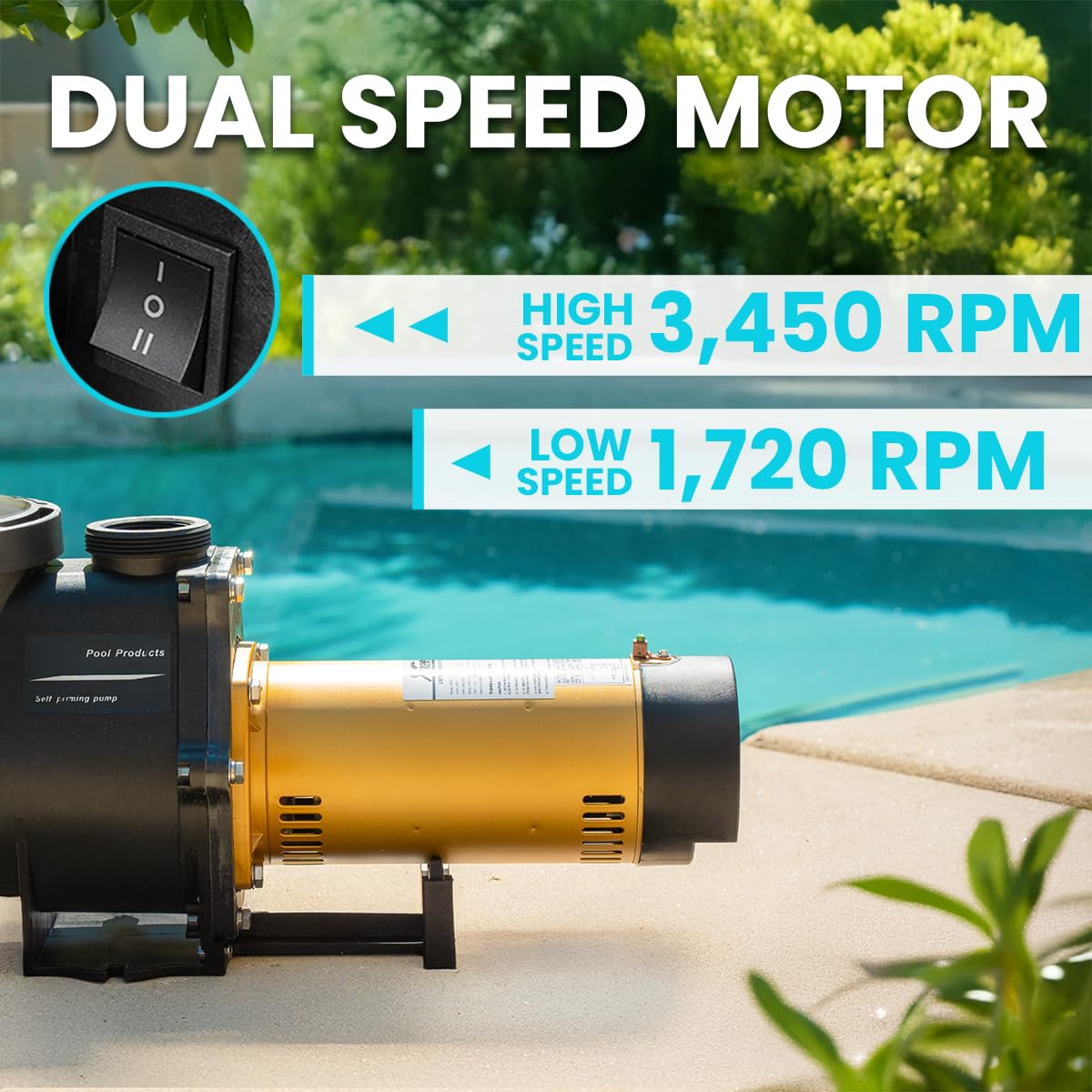 XtremepowerUS 2HP Variable Speed In-Ground Swimming Pool Pump - 230V High Flow with 2