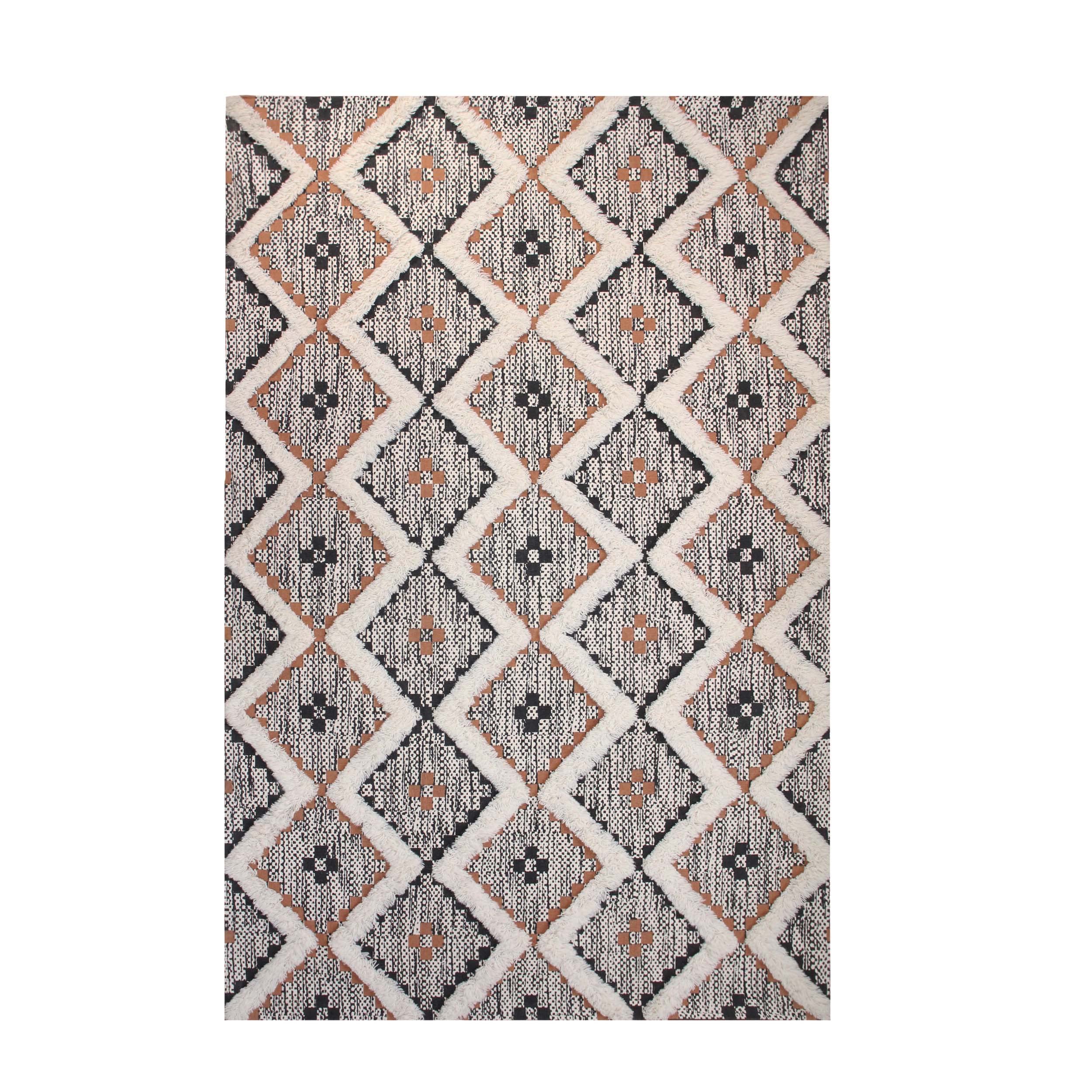 Premium Talluah Hand-Tufted Indoor Area Rug - 5' x 8' Rust-Black Printed Carpet for Bedroom & Living Room Decor | Soft Floor Mat for Cozy Home, Apartment, Dorm Aesthetic