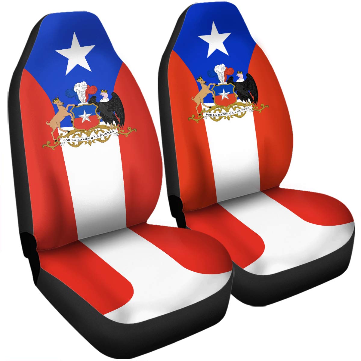 Premium Chilean Coat of Arms & Flag Car Seat Covers - Universal Fit for Most Cars, SUVs & Trucks | Durable Car Accessories for Patriotic Drivers & Travel Enthusiasts
