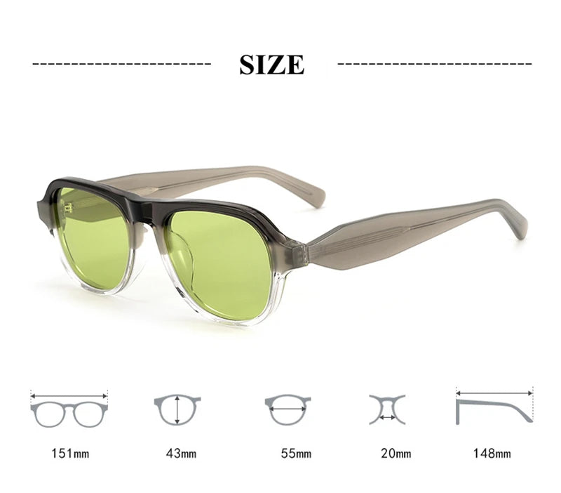 Stylish Unisex Black Square Acetate Polarized Sunglasses for Men & Women - UV400 Protection - Fashionable Eyewear for Driving, Beach & Outdoor Activities