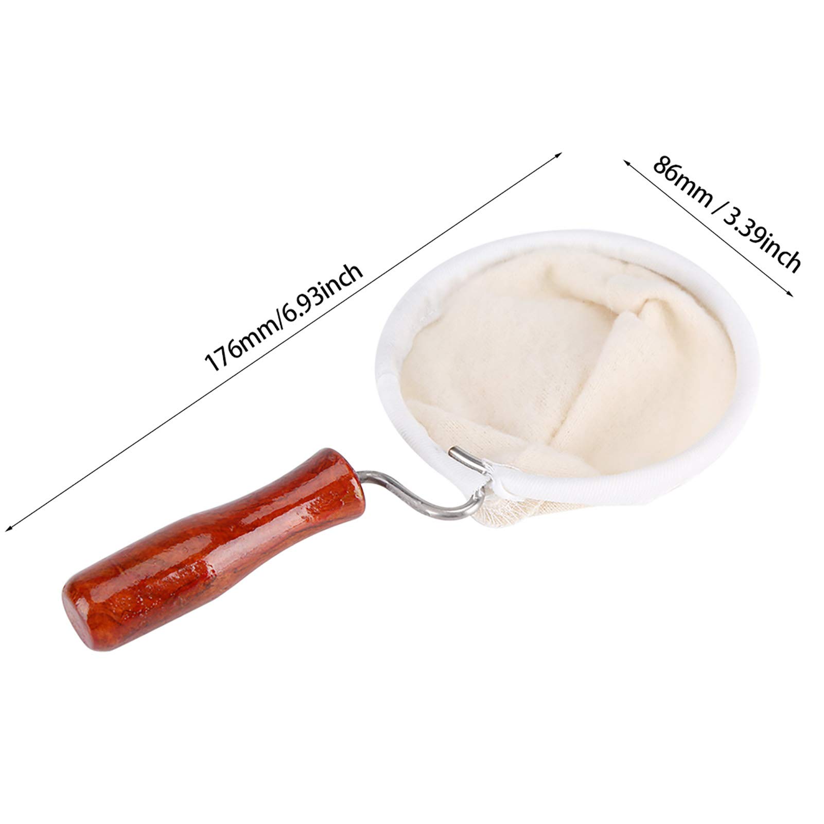 Reusable Cloth Coffee Filter Strainer - Handmade Washable Flannel Coffee Sock Dripper with Wooden Handle (Small) | Perfect for Pour Over, Cold Brew & French Press Coffee Making at Home