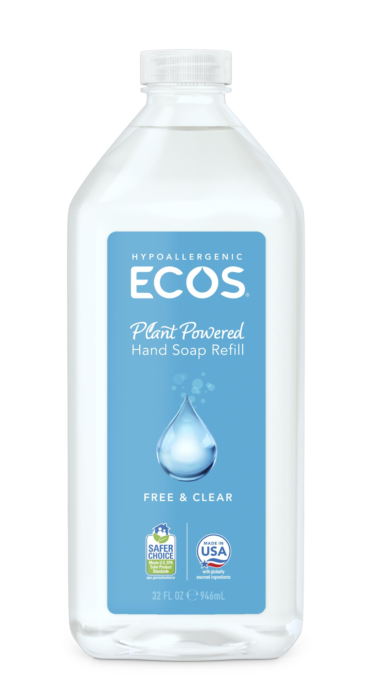 Eco-Friendly Hand Soap Refill - Free & Clear, Natural Ingredients for Sensitive Skin | Perfect for Home, Office, and Bathroom Use