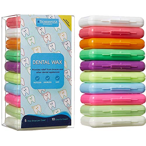 Premium Orthodontic Braces Wax - 10 Pack (50 Strips) | Unscented, Flavorless Dental Wax for Braces & Aligners | Food Grade Ortho Wax with Storage Case | Perfect for Pain Relief & Comfort During Orthodontic Treatment