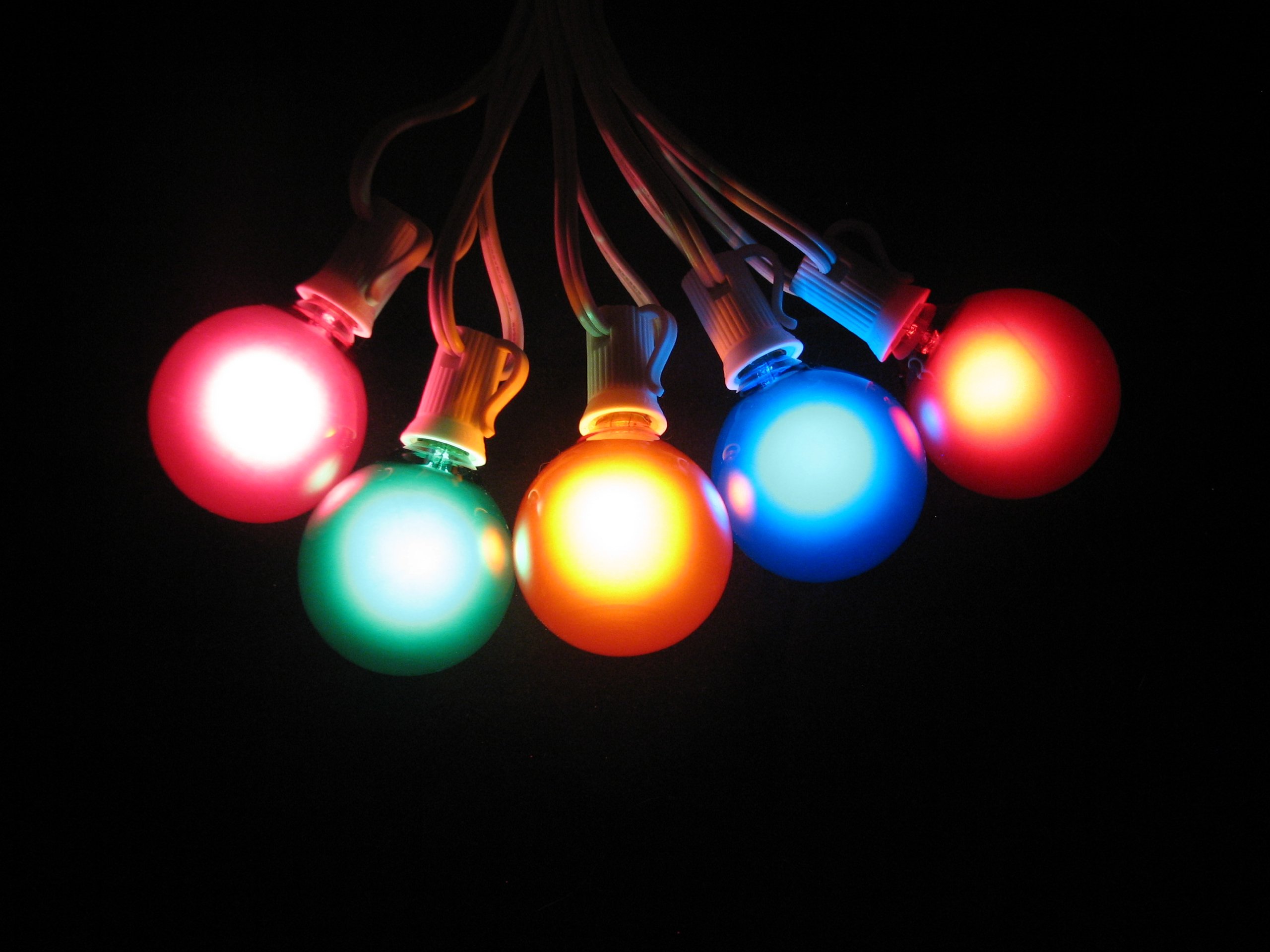 50 Foot Outdoor Globe String Lights - 50 G50 Multi-Colored Satin Bulbs with White Cord for Patio, Garden, Wedding & Party Decor