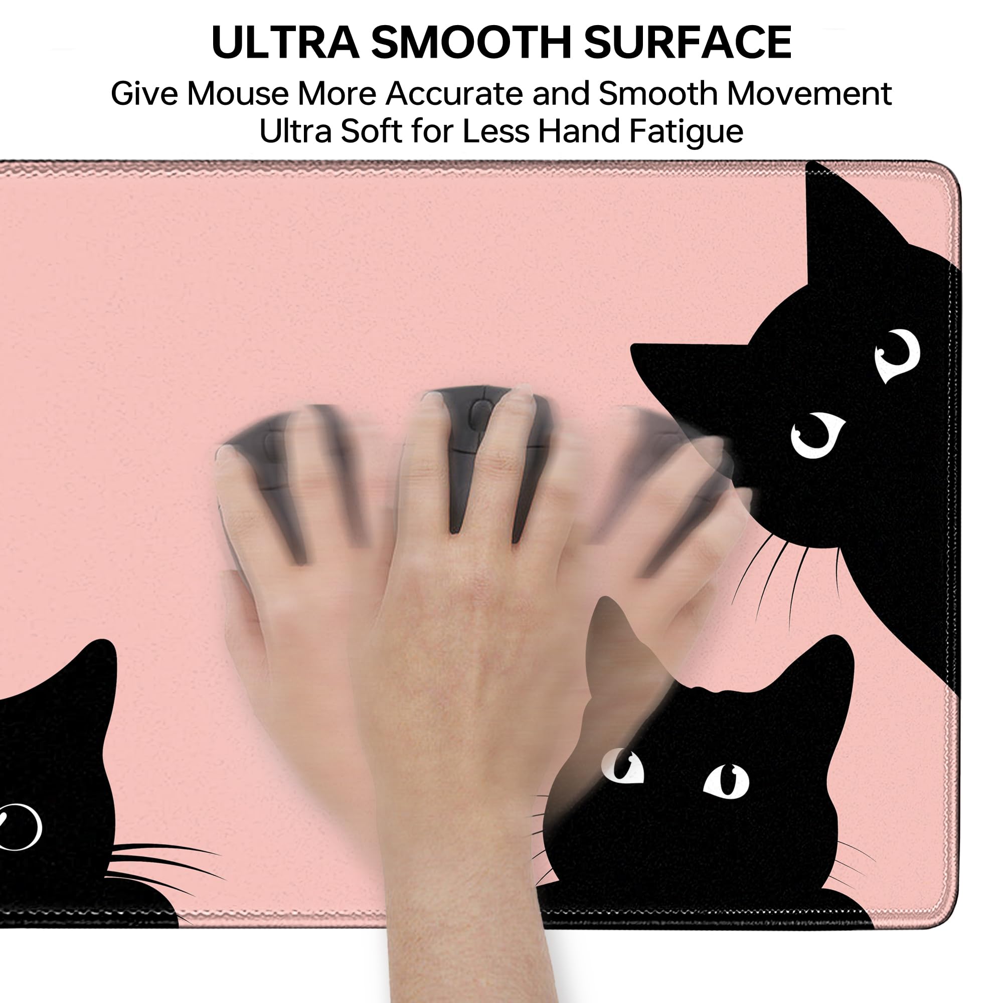 Pink Cute Cat Gaming Mouse Pad - Extra Large 31.5